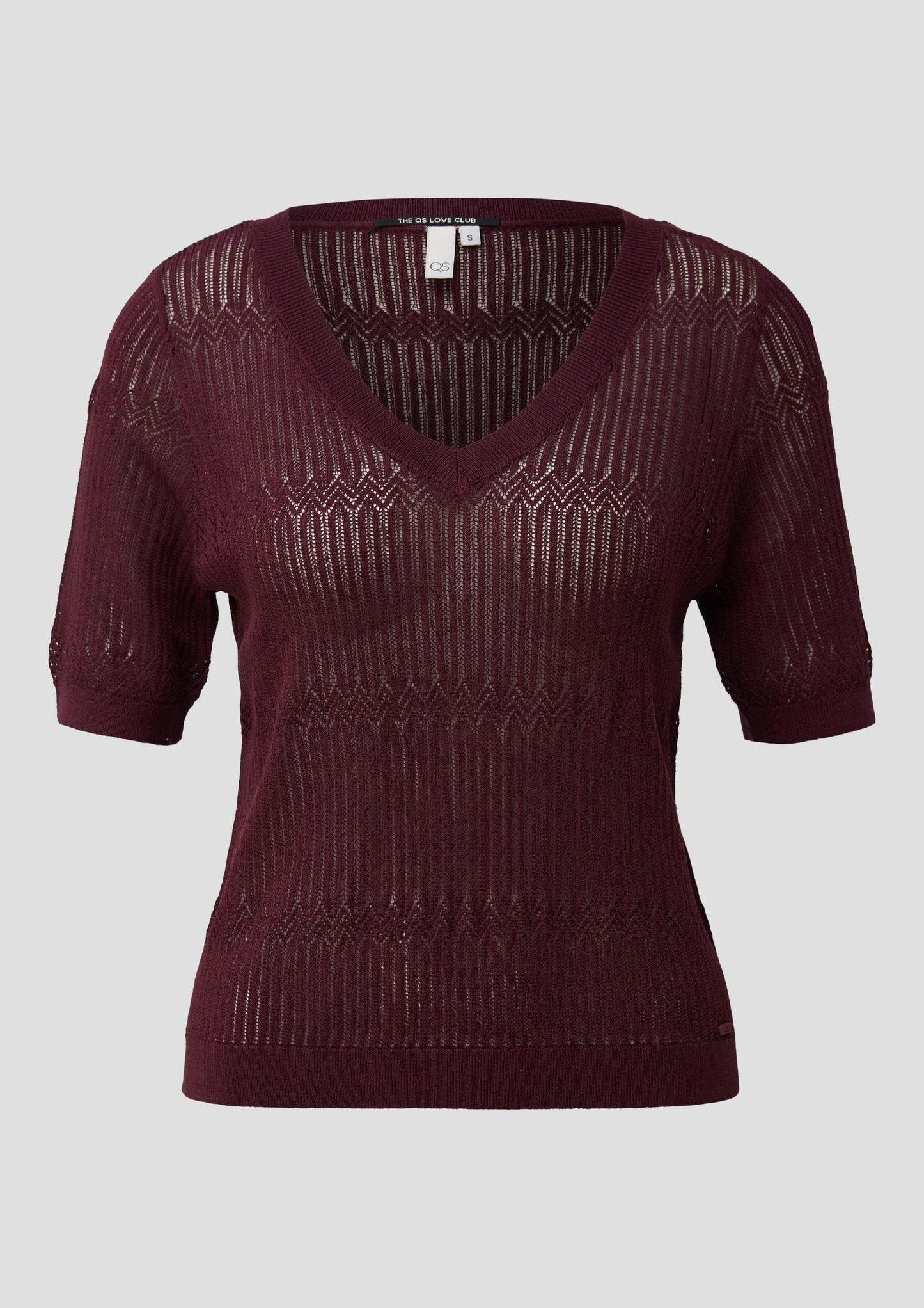 QS - Leicht transparentes Strickshirt - Farbe: Bordeaux
