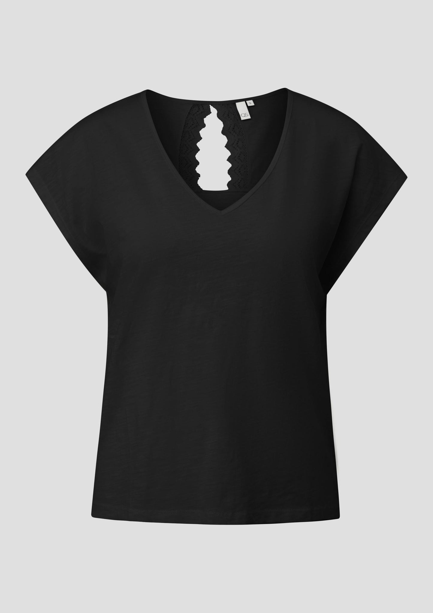 QS - T-Shirt mit Spitzendetail - Farbe: Schwarz