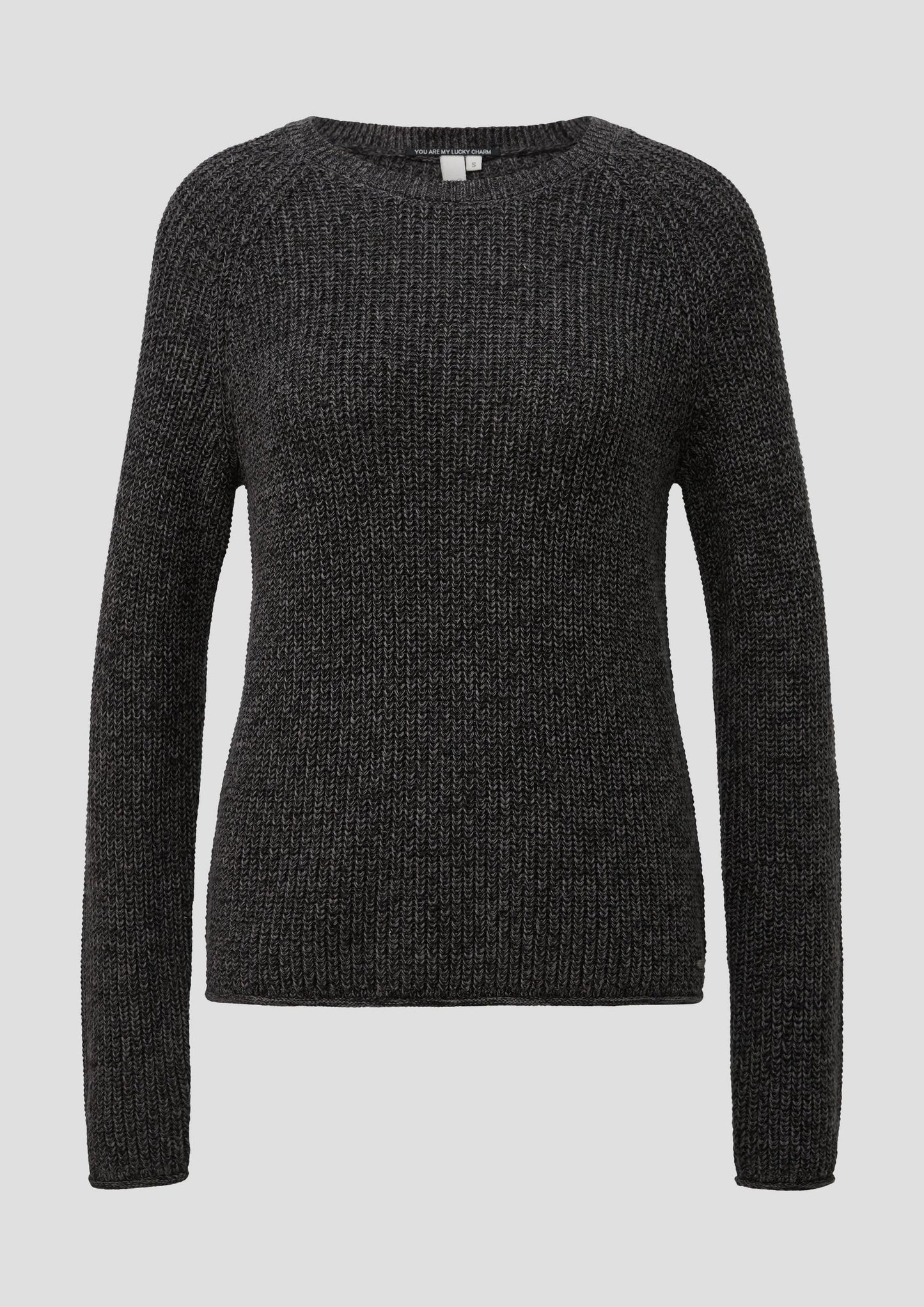 QS - Pullover mit Rippstruktur und Rollkanten - Farbe: Dunkelgrau