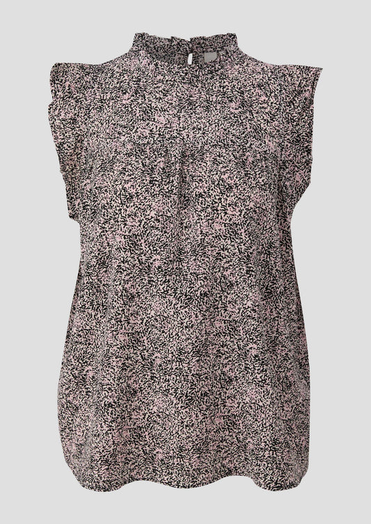 QS - Gemusterte Bluse mit Volant-Ärmeln - Farbe: zartrosa