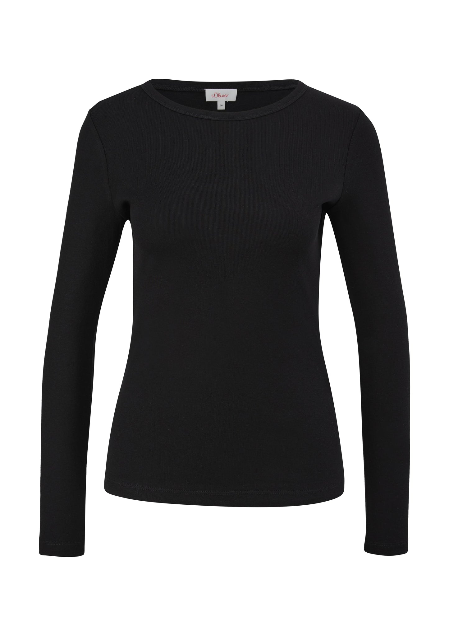 s.Oliver Damen Shirt mit Rippstruktur in schwarz 2130091-9999