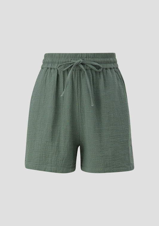 QS - Shorts aus Musselin - Farbe: tannengrün
