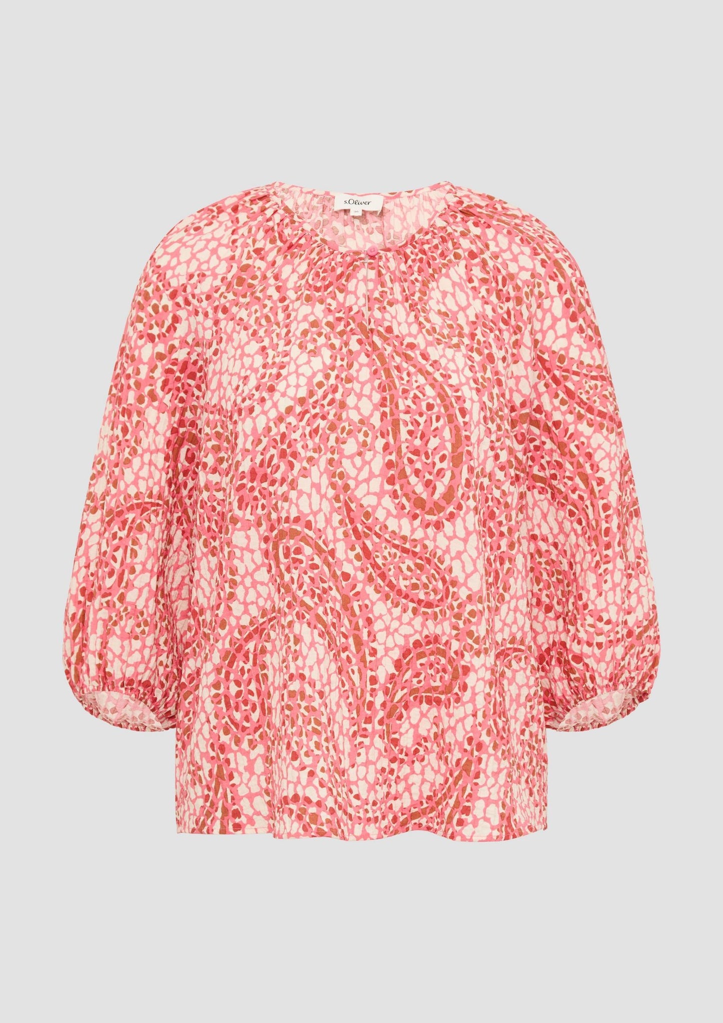 s.Oliver - Strukturierte Relaxed-Fit-Bluse mit Raffungen und RaglanÀrmeln - Farbe: himbeere