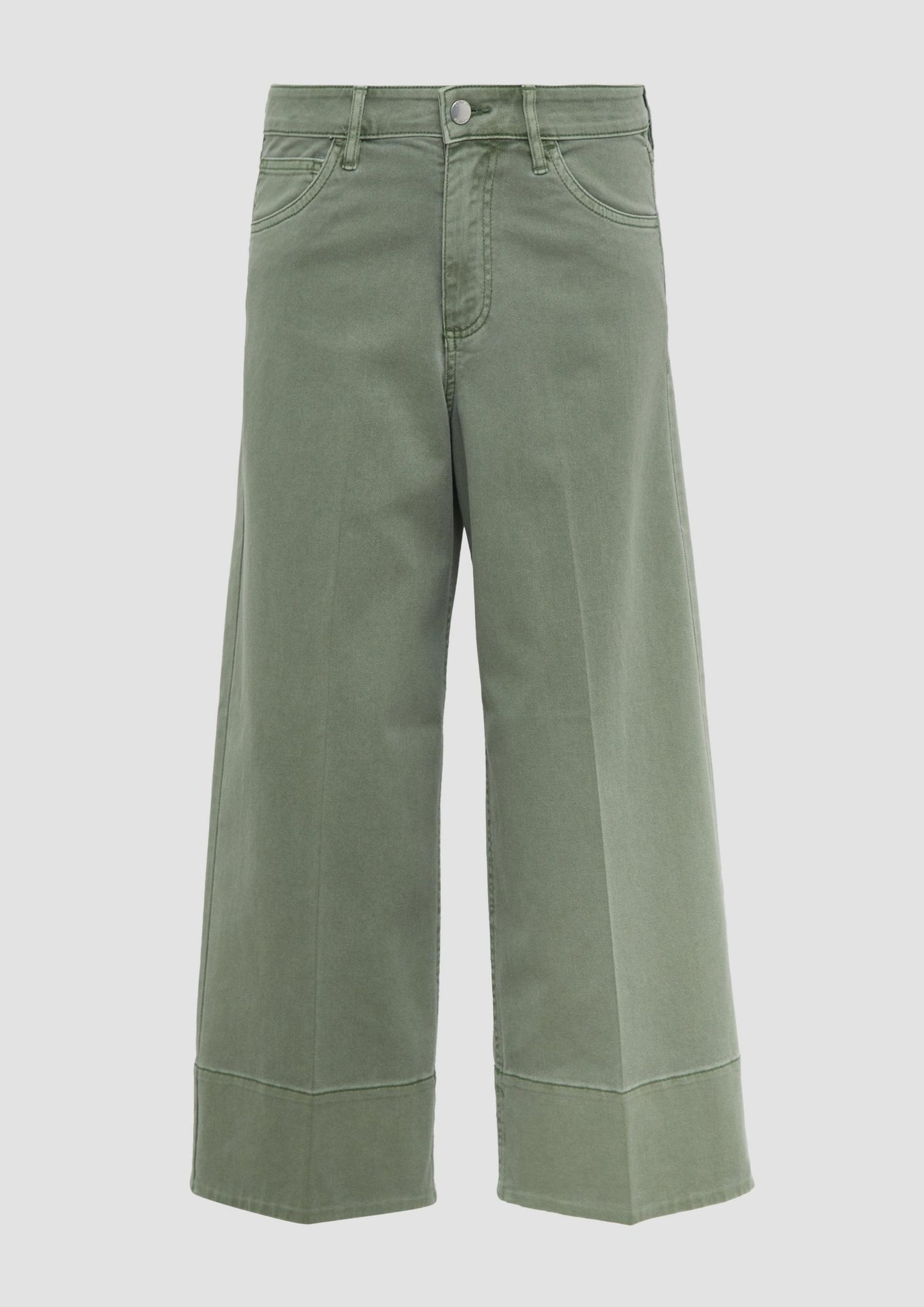 s.Oliver - Culotte-Jeans / Regular Fit / High Rise / Wide Leg / Bügelfalten - Farbe: salbeigrün