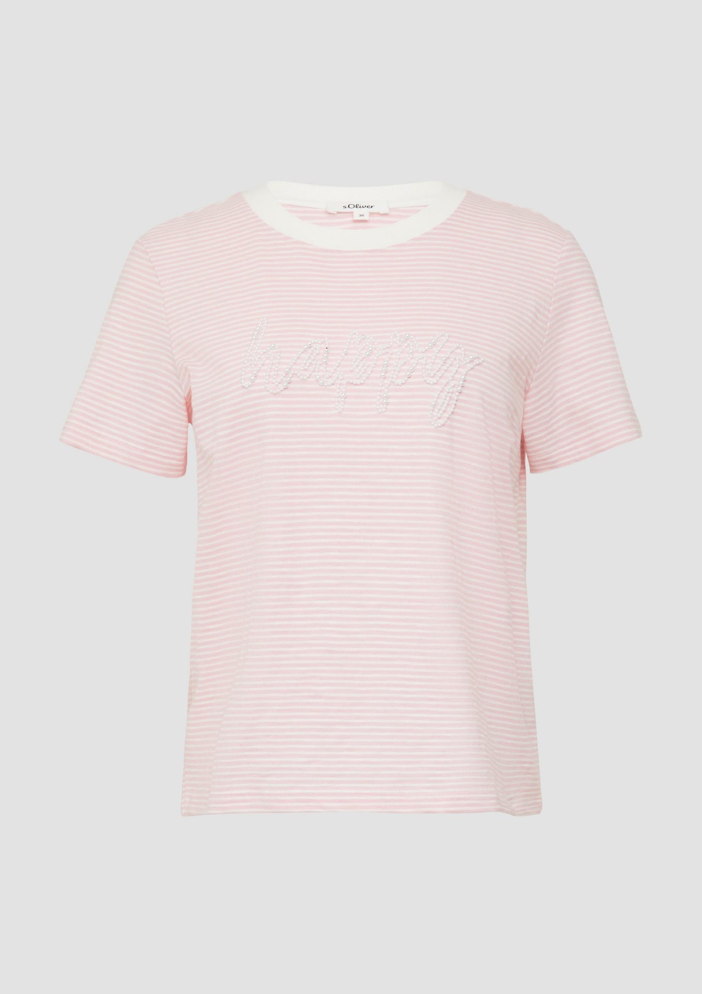s.Oliver - Streifenshirt mit Schmuckperlen - Farbe: zartrosa