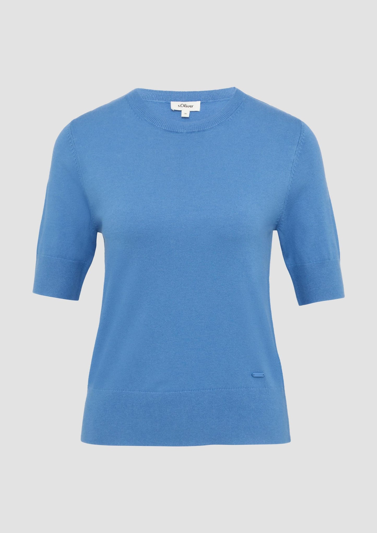 s.Oliver - KurzÀrmeliger Strickpullover aus Viskosemix - Farbe: azurblau