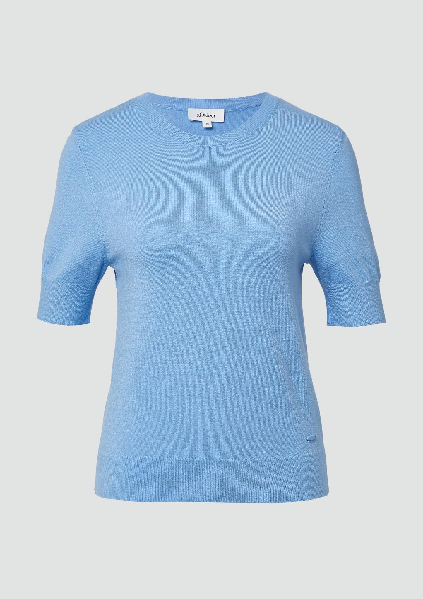 s.Oliver - Kurzärmeliger Strickpullover mit Rippbündchen im Slim Fit - Farbe: hellblau