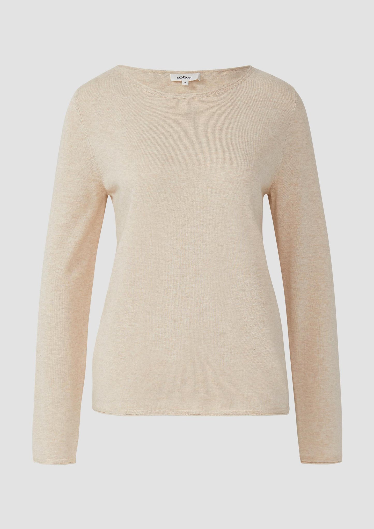 s.Oliver - Weicher Feinstrickpullover mit Rollkanten - Farbe: Beige