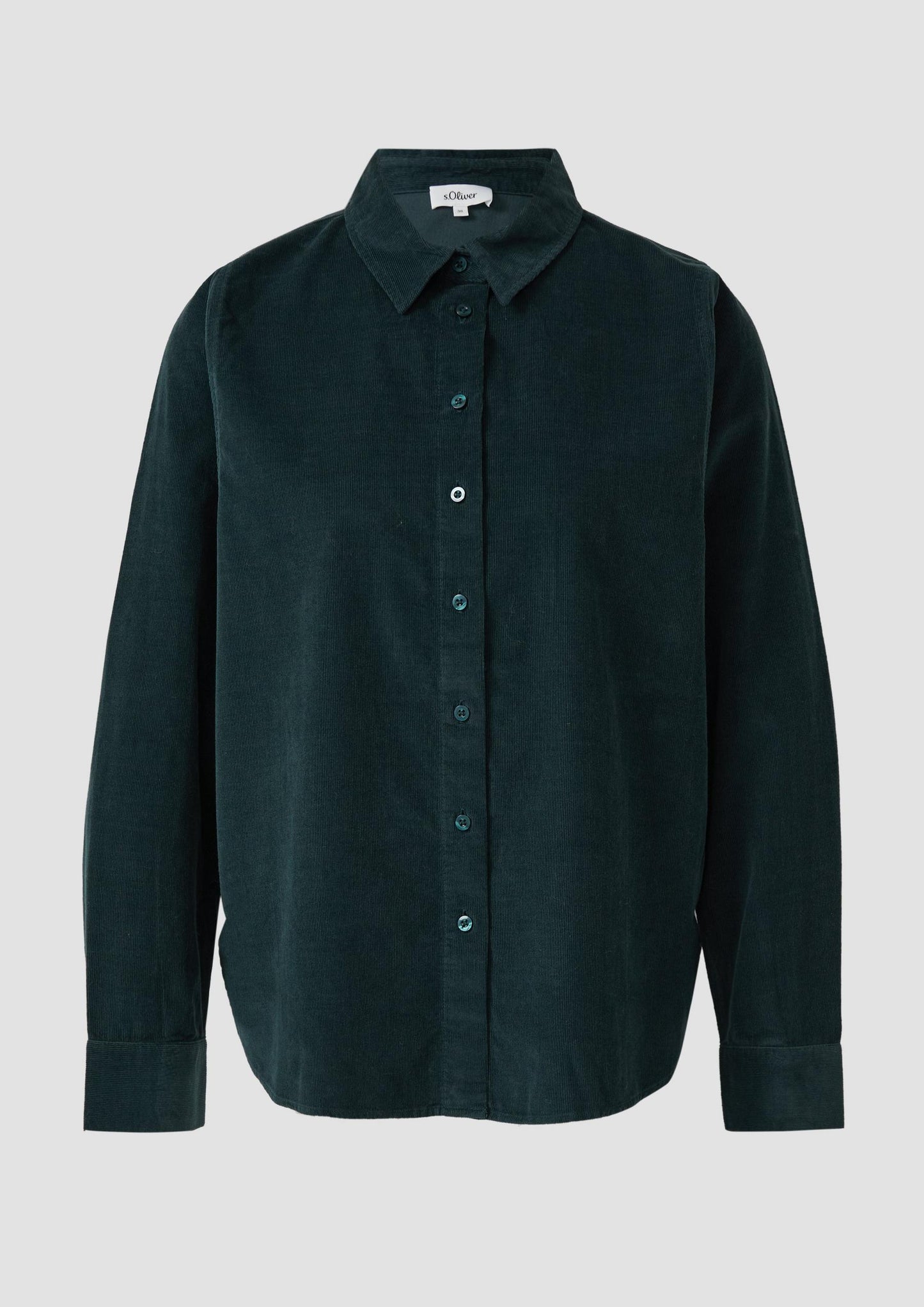 s.Oliver - Feincord-Bluse mit Hemdkragen - Farbe: petrol
