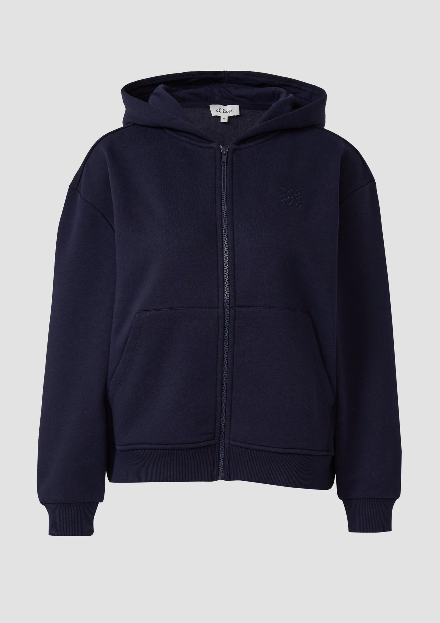 s.Oliver - Angeraute Sweatshirtjacke mit Stickerei - Farbe: Navy