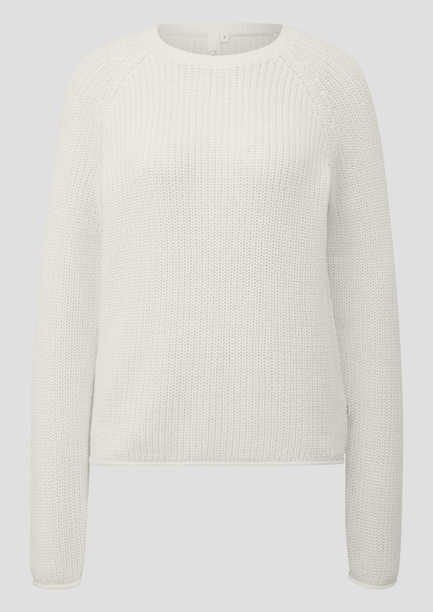 QS - Melierter Strickpullover mit Raglanärmeln - Farbe: Ecru