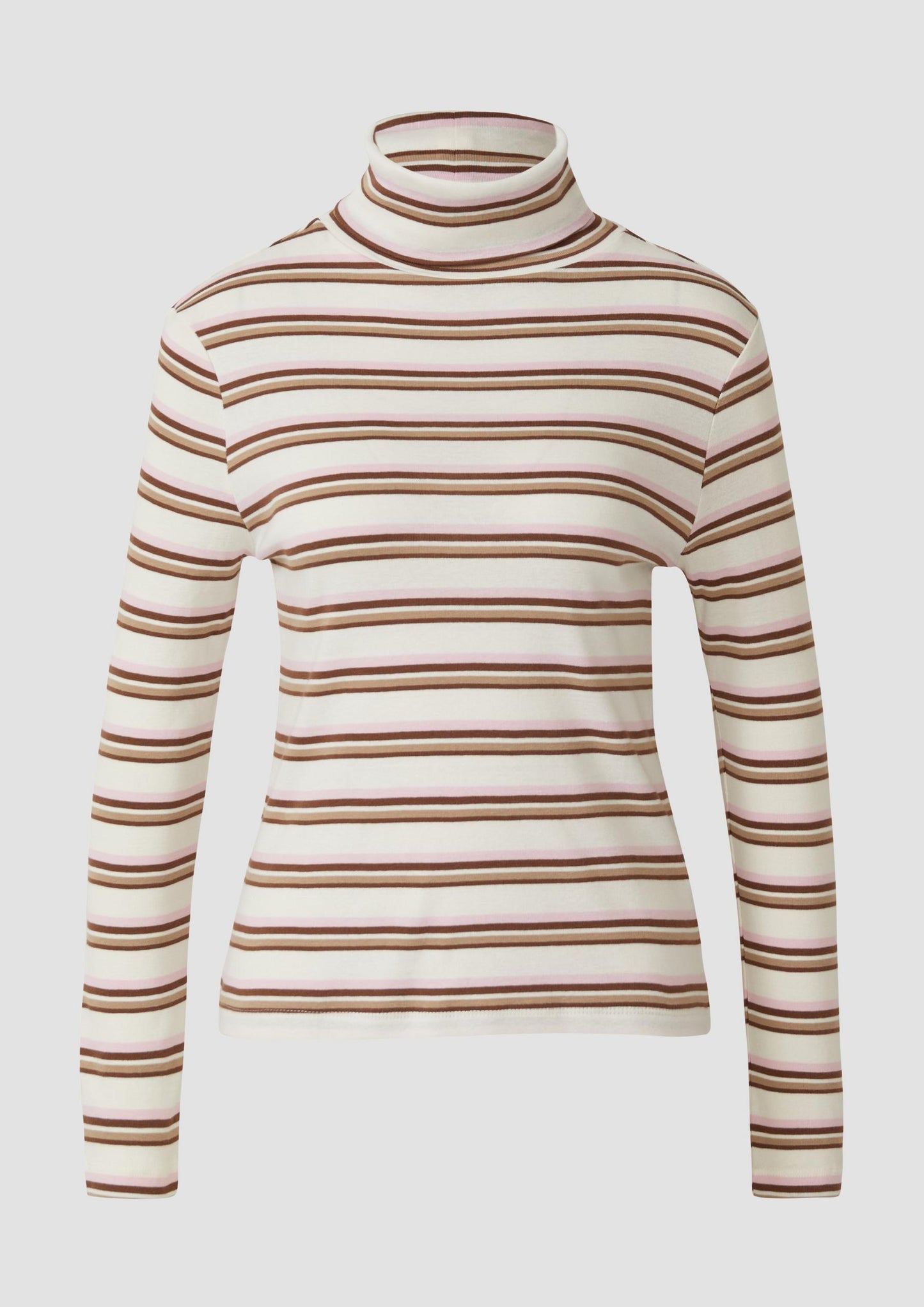 s.Oliver - Longsleeve mit Rollkragen und Ringelmuster - Farbe: Creme