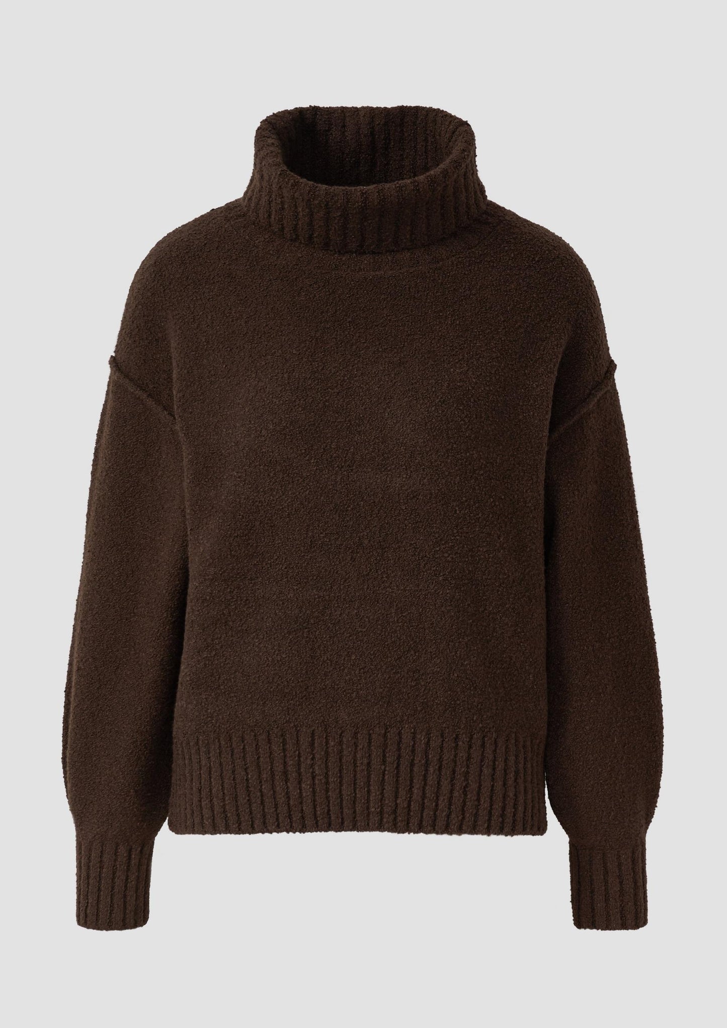 s.Oliver - Bouclé-Strickpullover mit Rollkragen - Farbe: Dunkelbraun