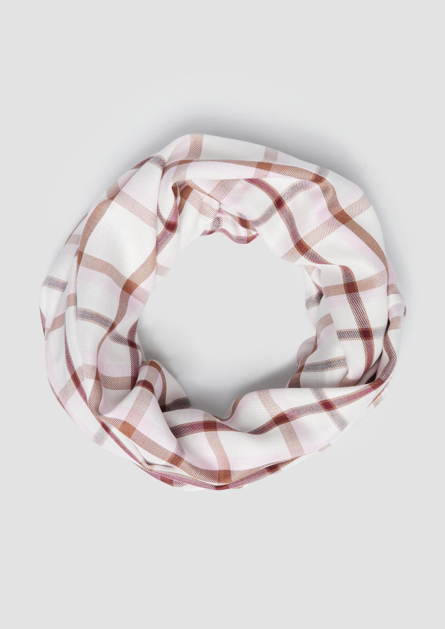 s.Oliver - Karierter Loop-Schal aus Viskose-Modal-Mix - Farbe: Creme