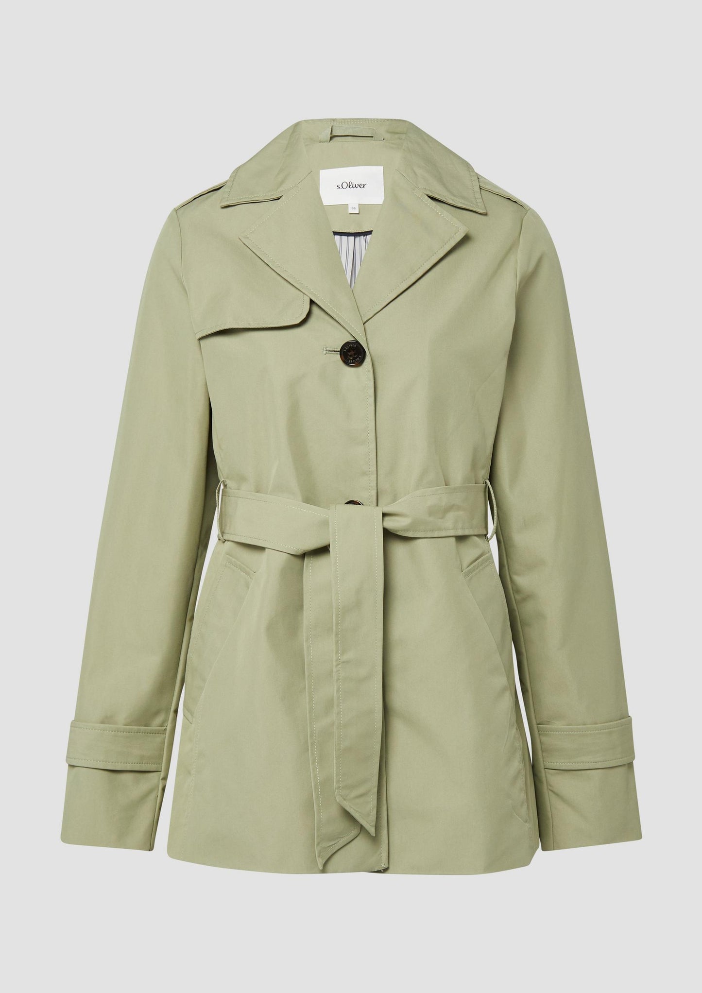 s.Oliver - Wasserabweisender Trenchcoat im Slim Fit - Farbe: Salbeigruen