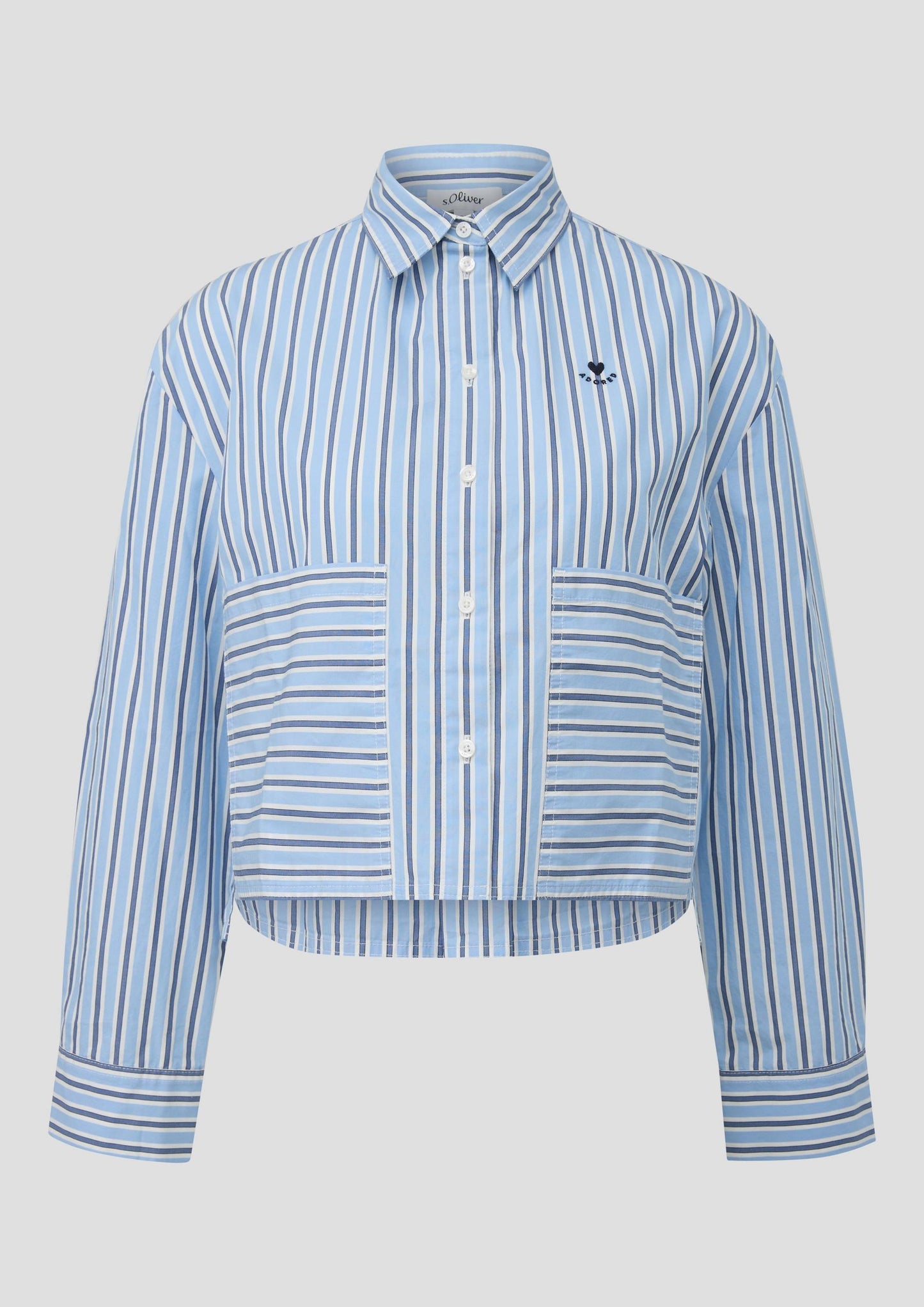 s.Oliver - Verkürzte Popeline-Bluse im Relaxed Fit - Farbe: Arktisblau