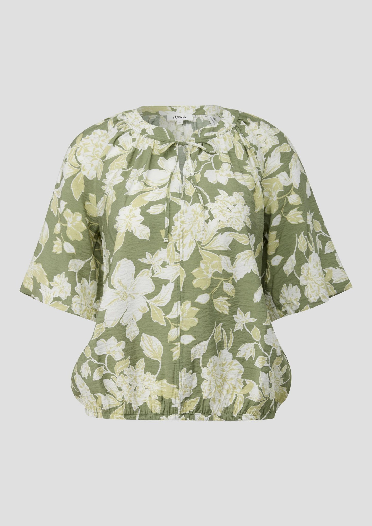 s.Oliver - Strukturierte Viskosemix-Bluse im O-Shape - Farbe: Olivgruen