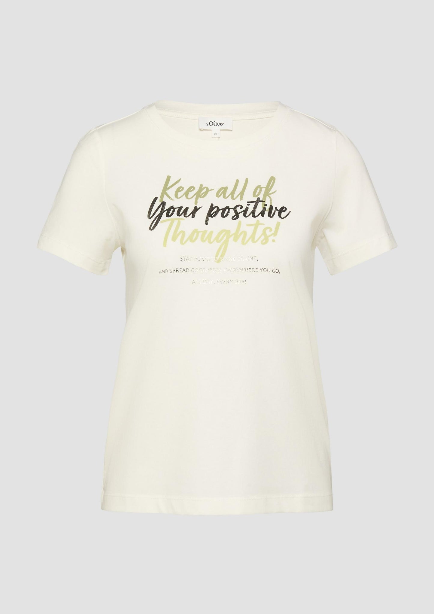 s.Oliver - T-Shirt aus weichem Baumwollmix mit Artwork - Farbe: Creme