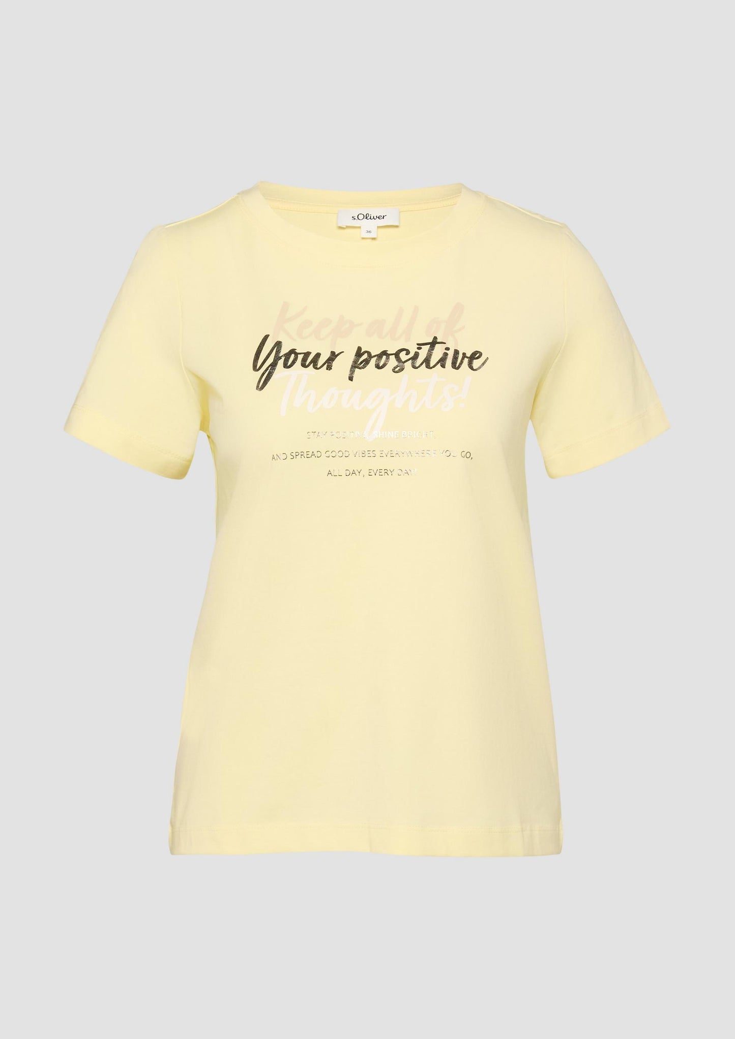 s.Oliver - T-Shirt aus weichem Baumwollmix mit Artwork - Farbe: Hellgelb
