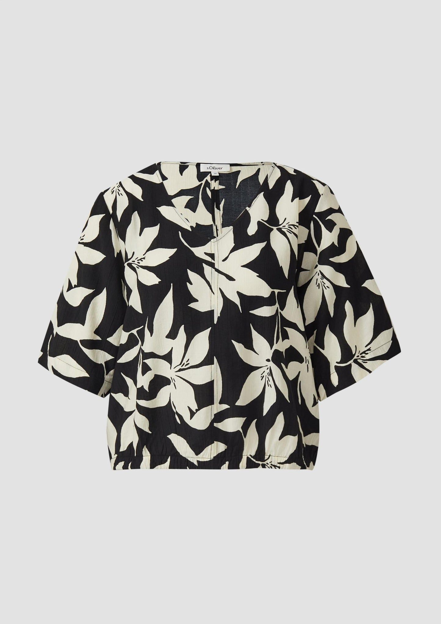 s.Oliver - Strukturierte Bluse im O-Shape - Farbe: Schwarz