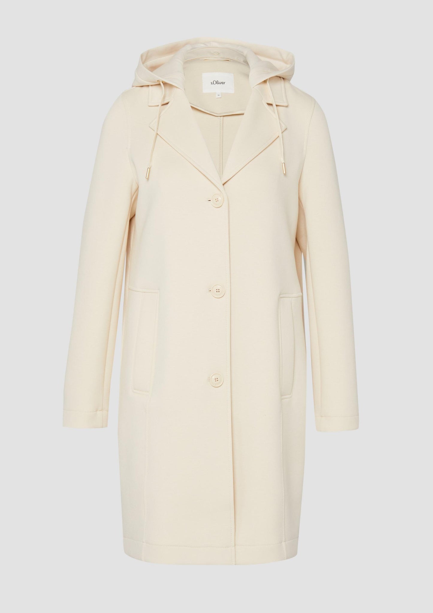 s.Oliver - Scuba-Mantel mit abnehmbarer Kapuze - Farbe: Helles Beige