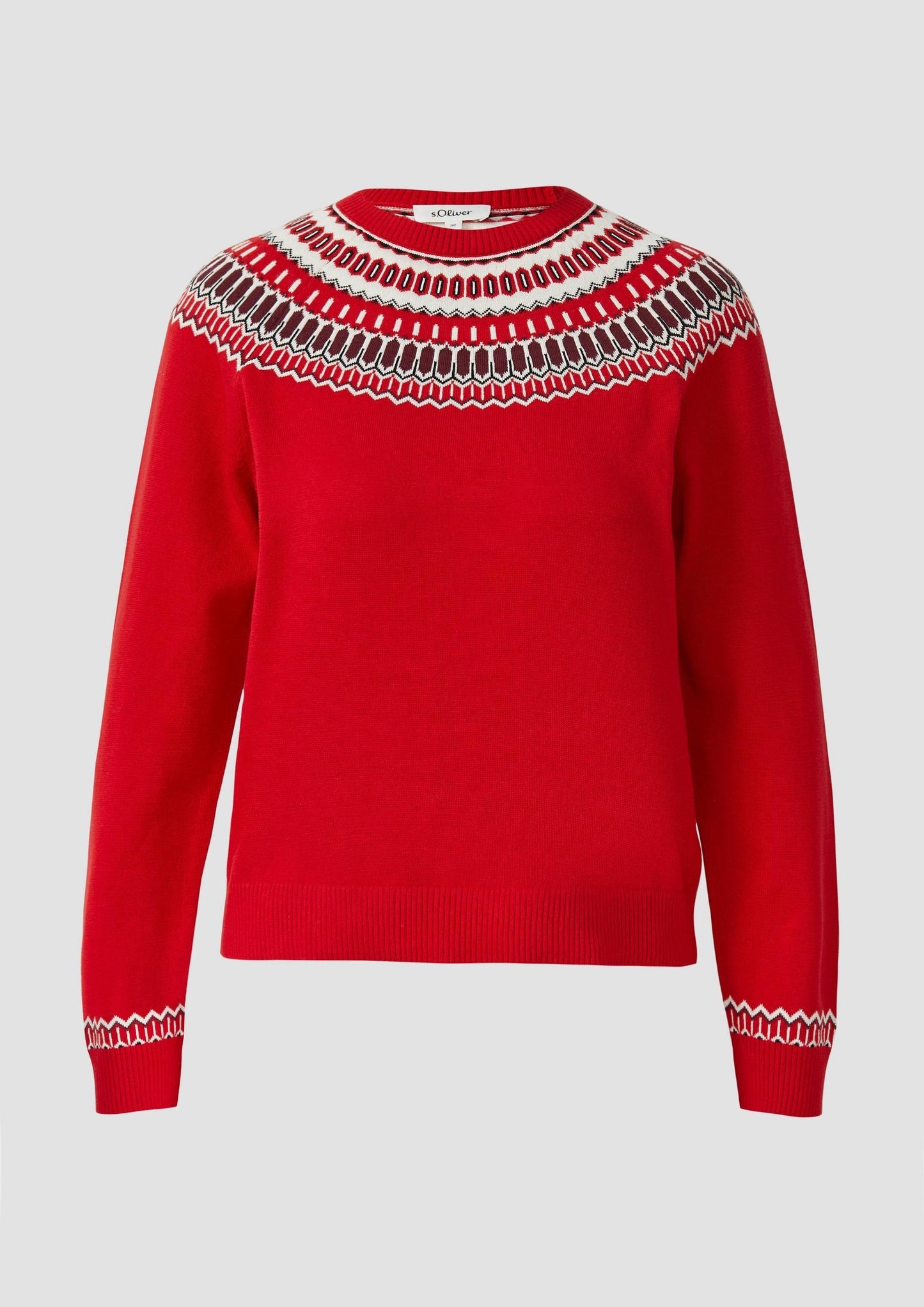 s.Oliver - Feinstrickpullover mit Norwegermuster - Farbe: Rot