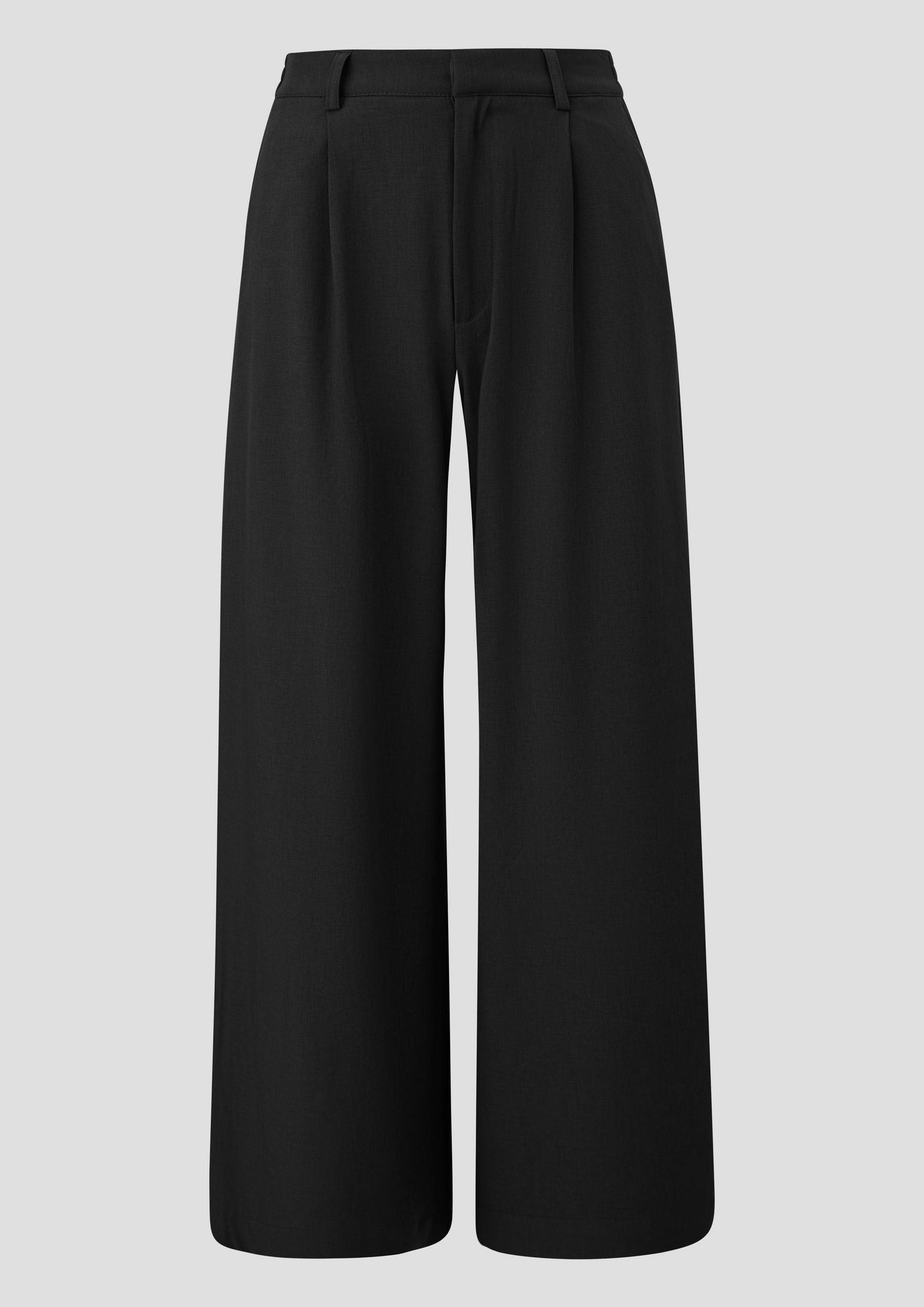 QS - Lässige Hose mit Bundfalten und weitem Bein - Farbe: Schwarz