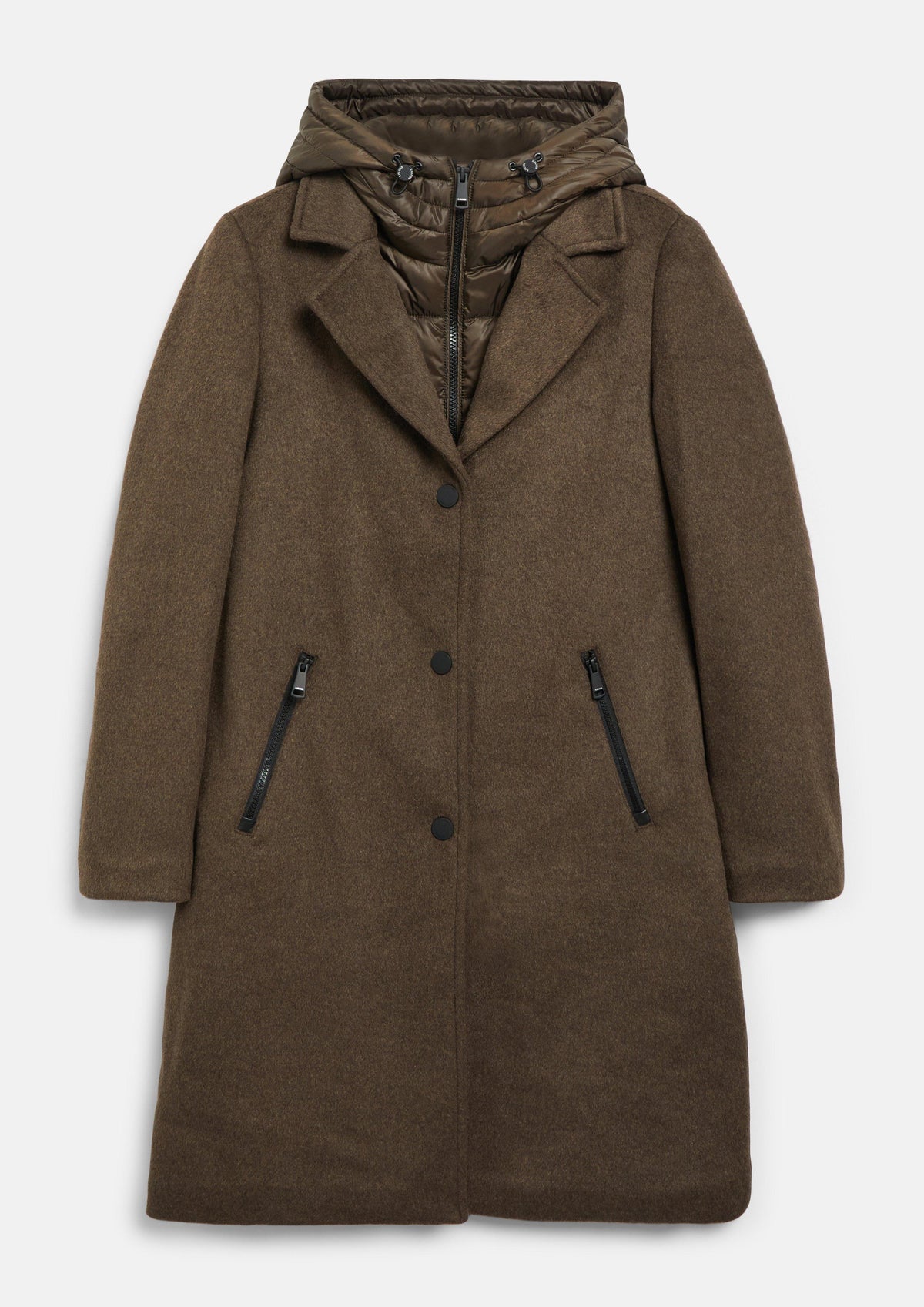 s.Oliver - Wollmixmantel mit herausnehmbarem Kapuzeneinsatz - Farbe: Braun braun
