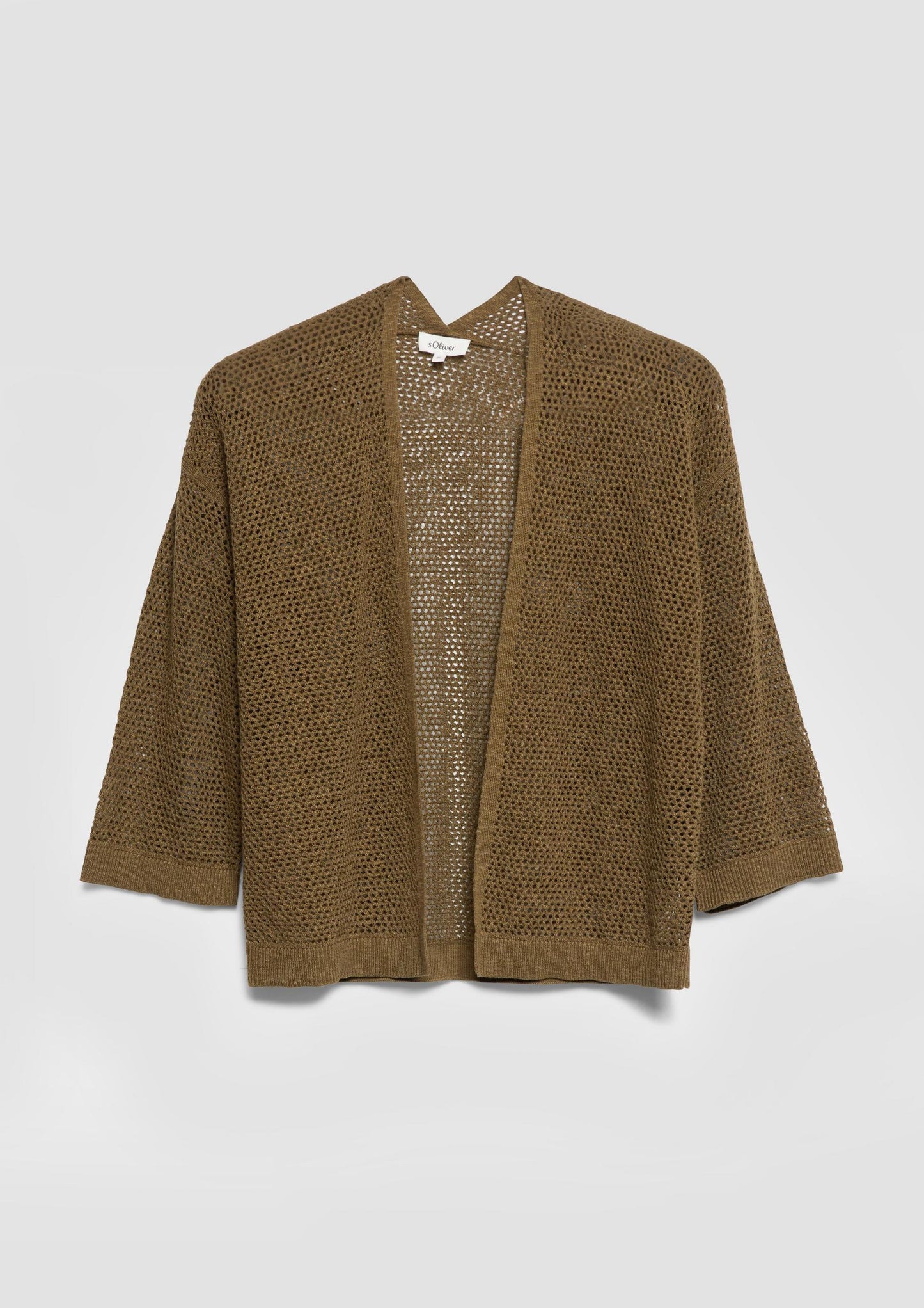 s.Oliver - Ajour-Strickjacke mit 3/4-Arm - Farbe: Braun