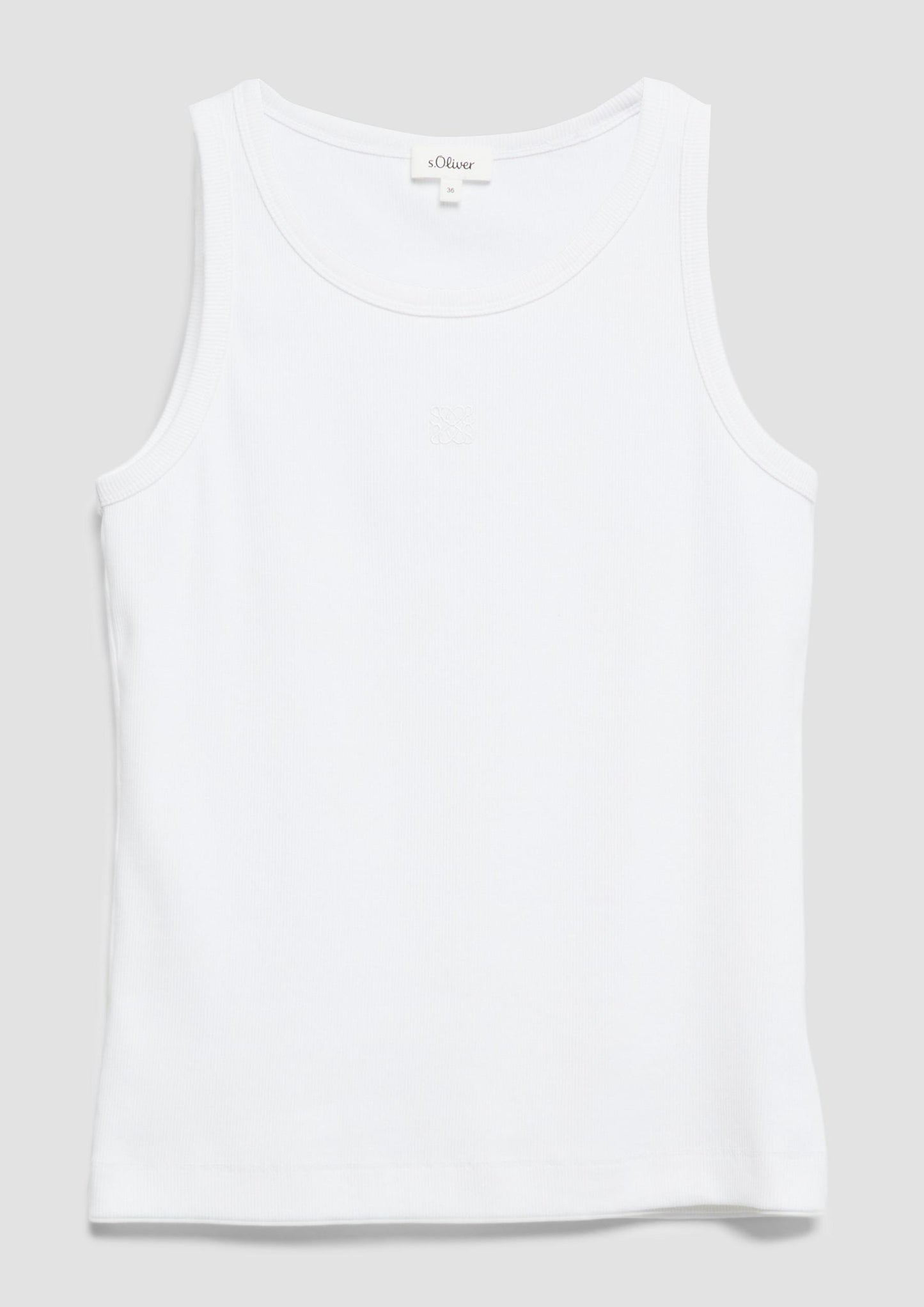 s.Oliver - Geripptes Top im Slim Fit mit Stickerei - Farbe: Weiss