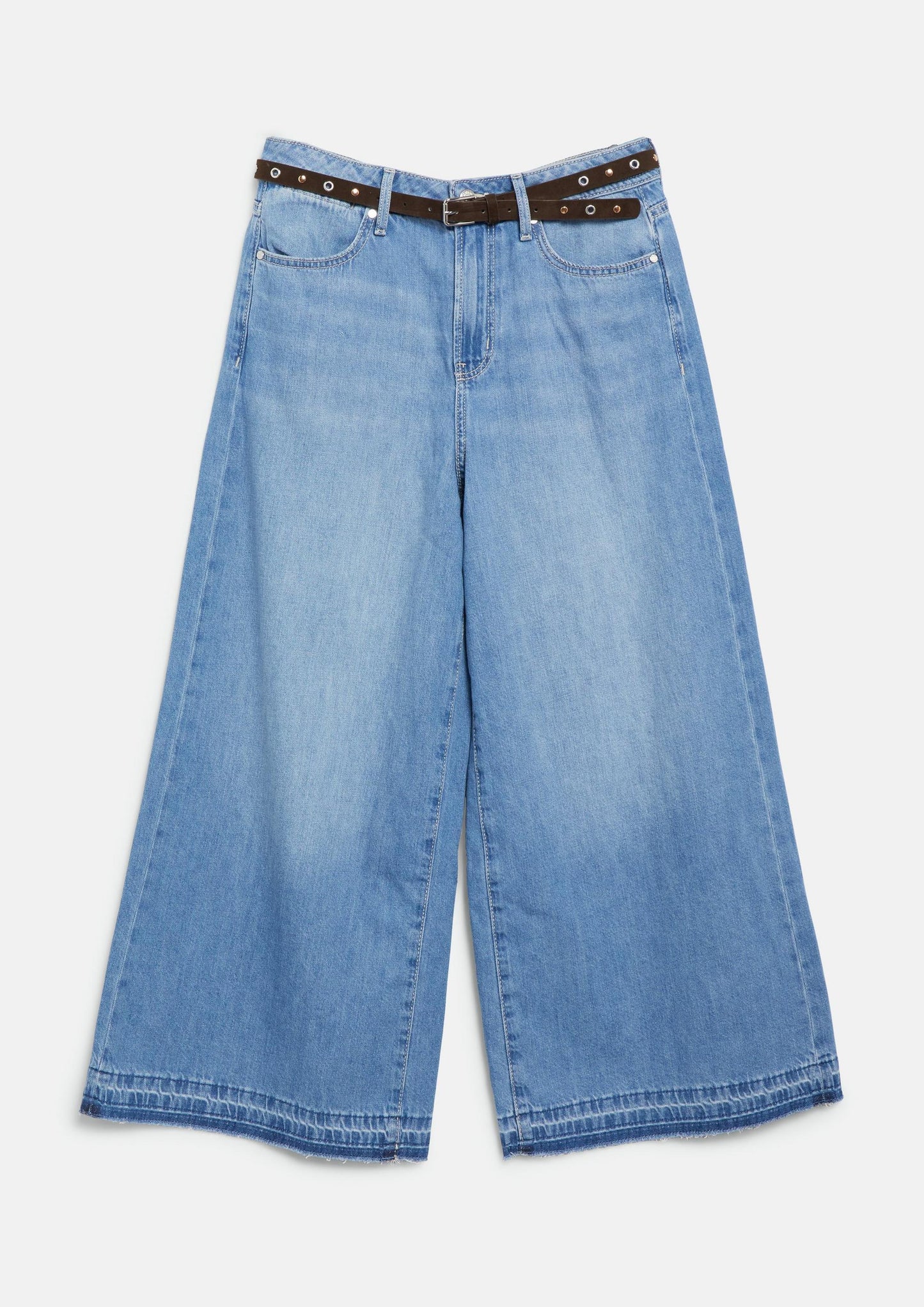 s.Oliver - Culotte / High Rise / Wide Fit / mit Nietengürtel - Farbe: Blau