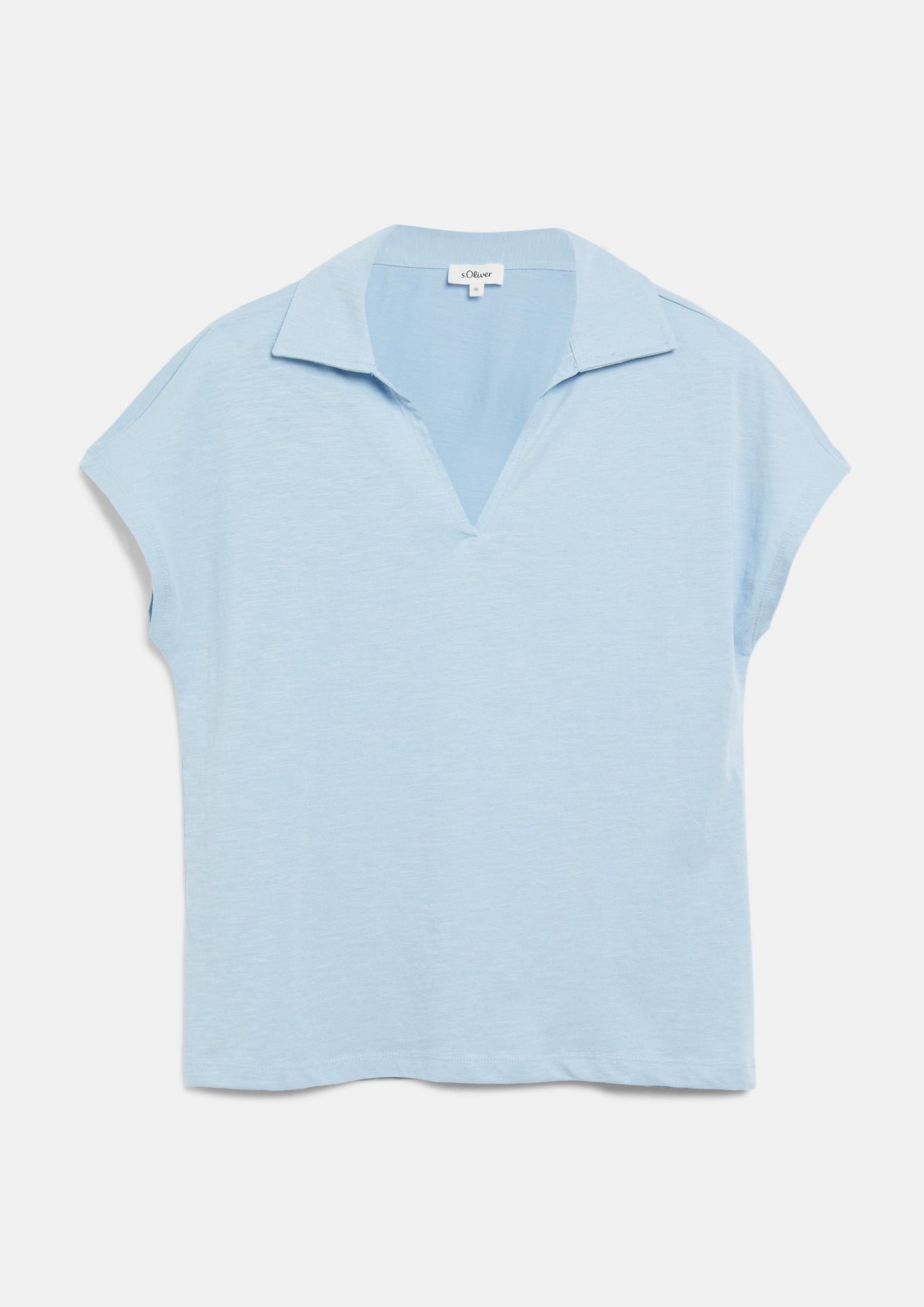 s.Oliver - T-Shirt mit Polokragen und überschnittenen Schultern - Farbe: Hellblau