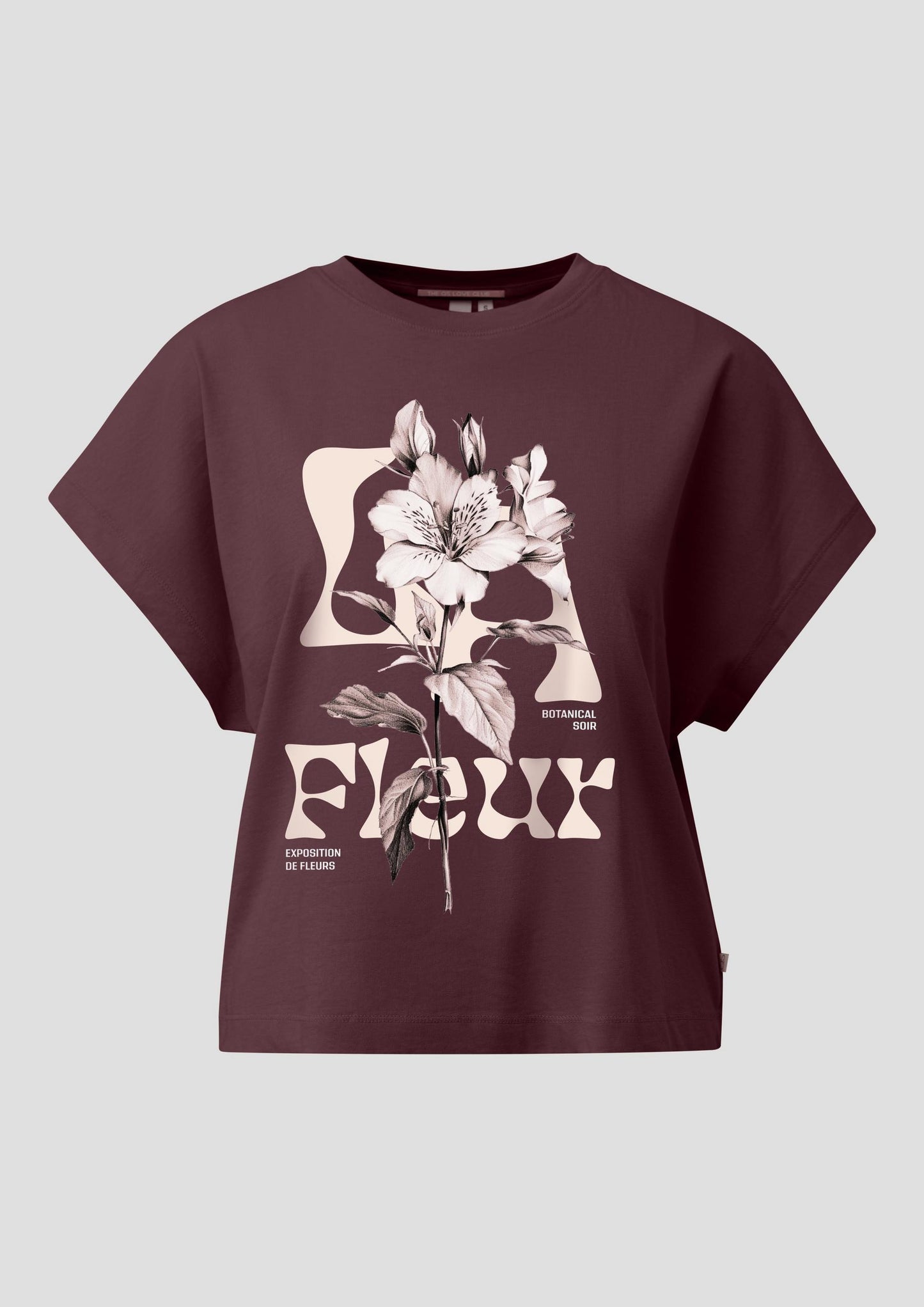 QS - Baumwollshirt mit Frontprint - Farbe: Bordeaux