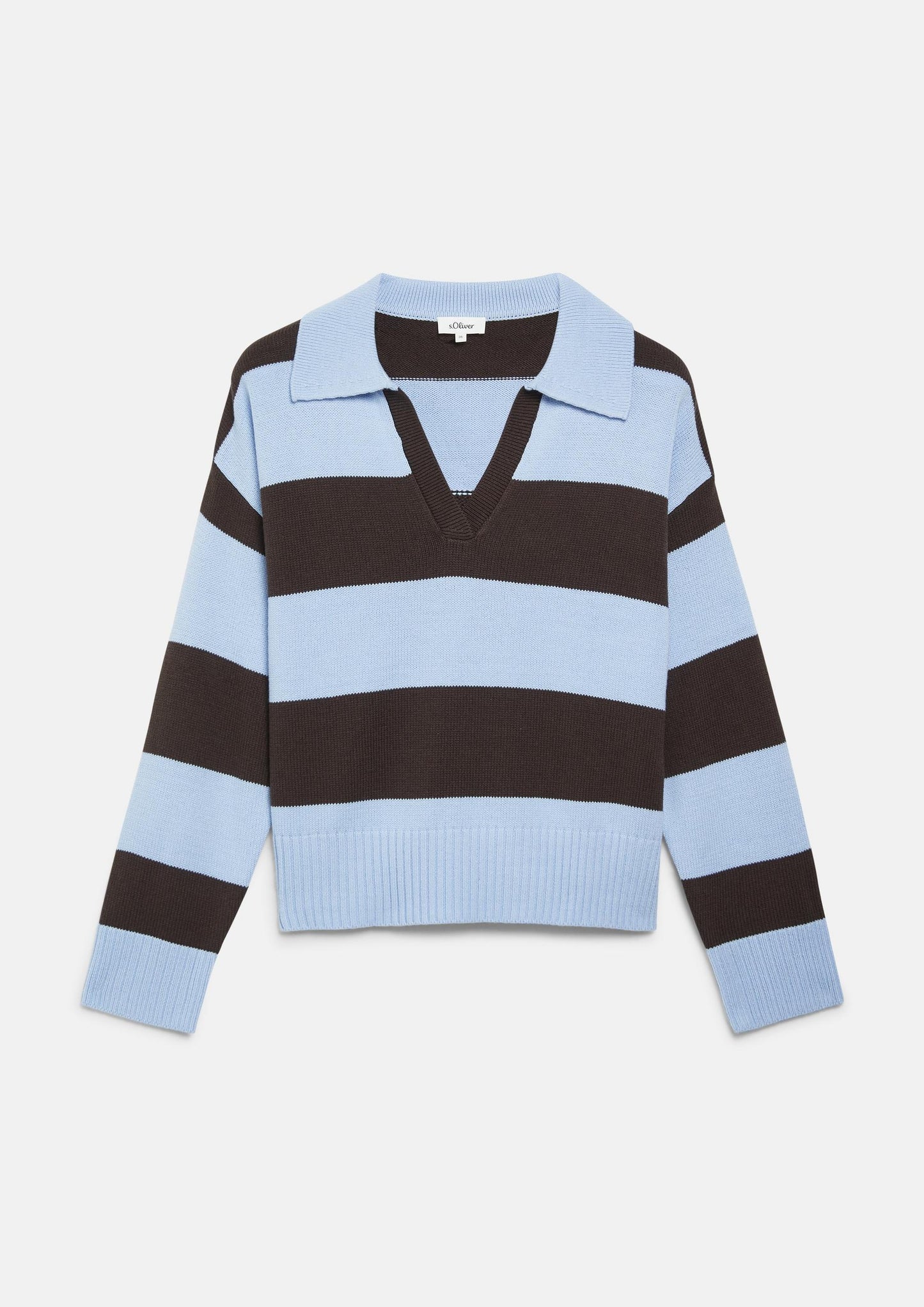 s.Oliver - Strick-Polo mit Streifen - Farbe: Hellblau