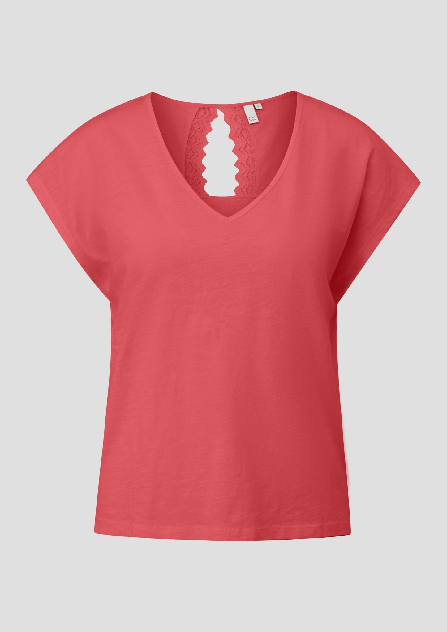 QS - T-Shirt mit Spitzendetail - Farbe: Chilirot
