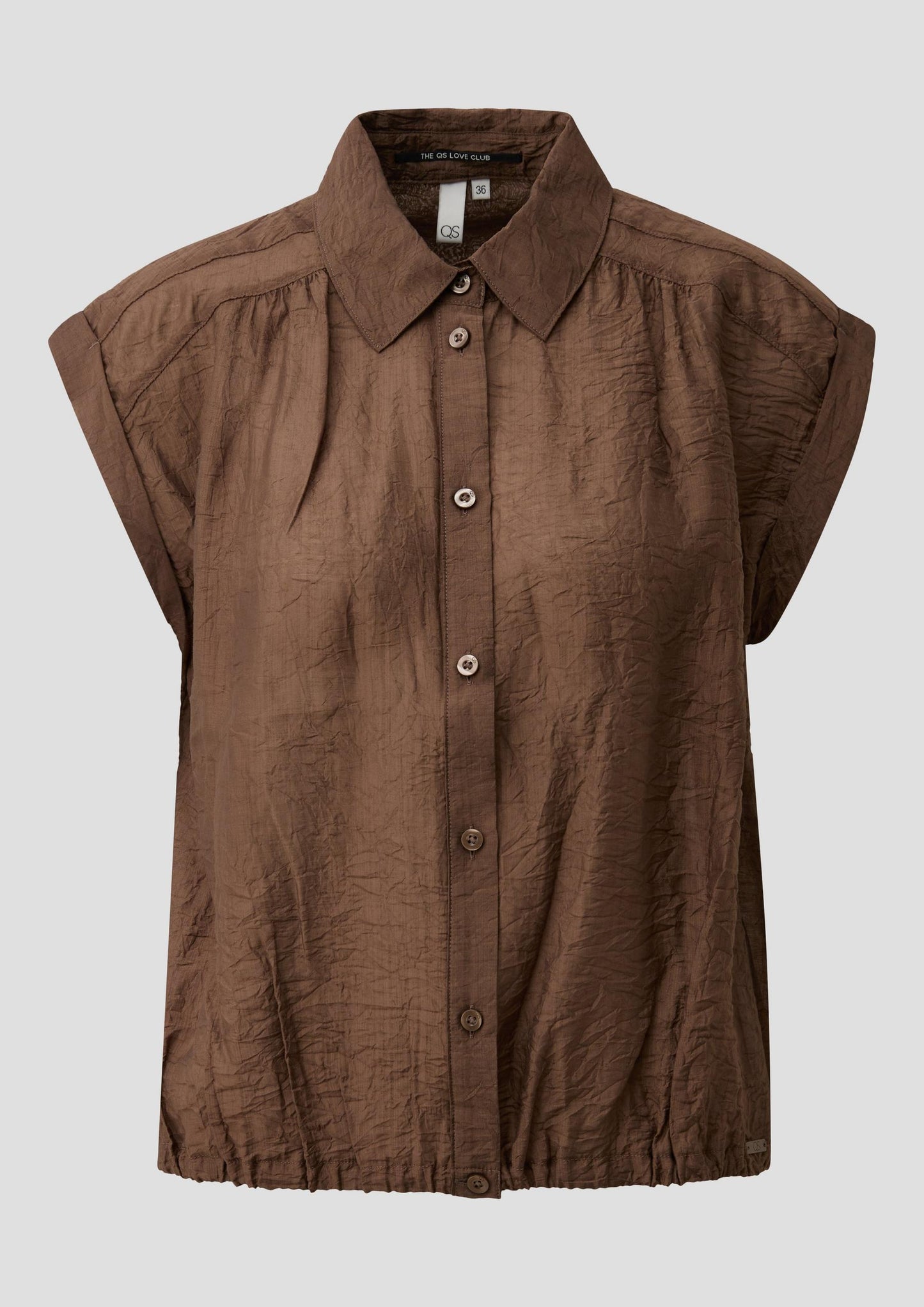QS - Leicht transparente Viskosemixbluse - Farbe: Dunkelbraun