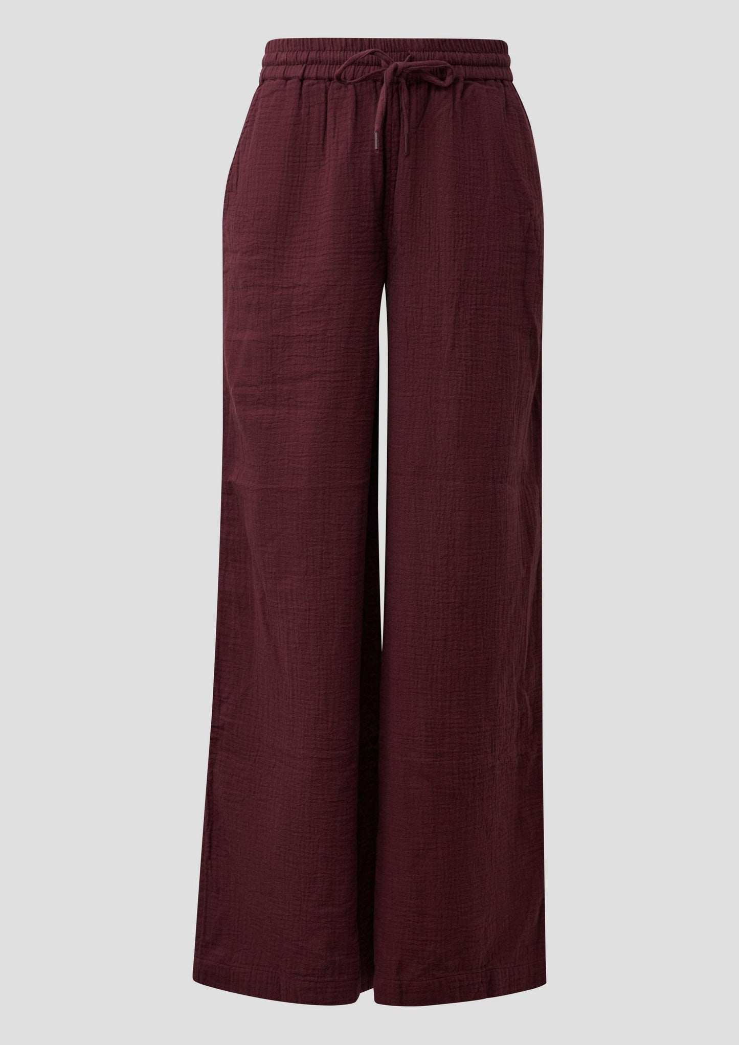QS - Musselin Hose mit weitem Bein und Elastikbund - Farbe: Bordeaux
