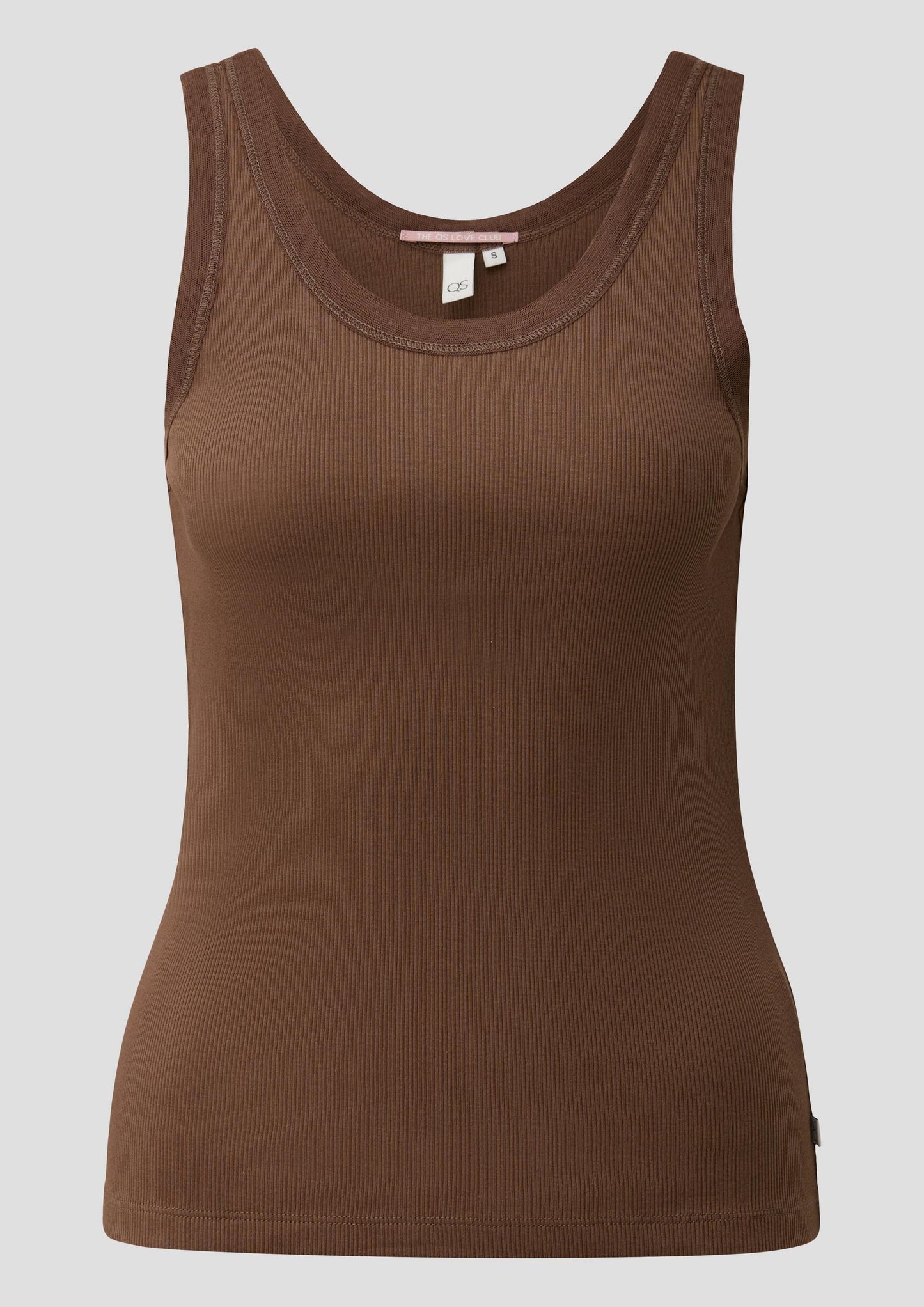 QS - Ripptop mit Meshkante - Farbe: Braun