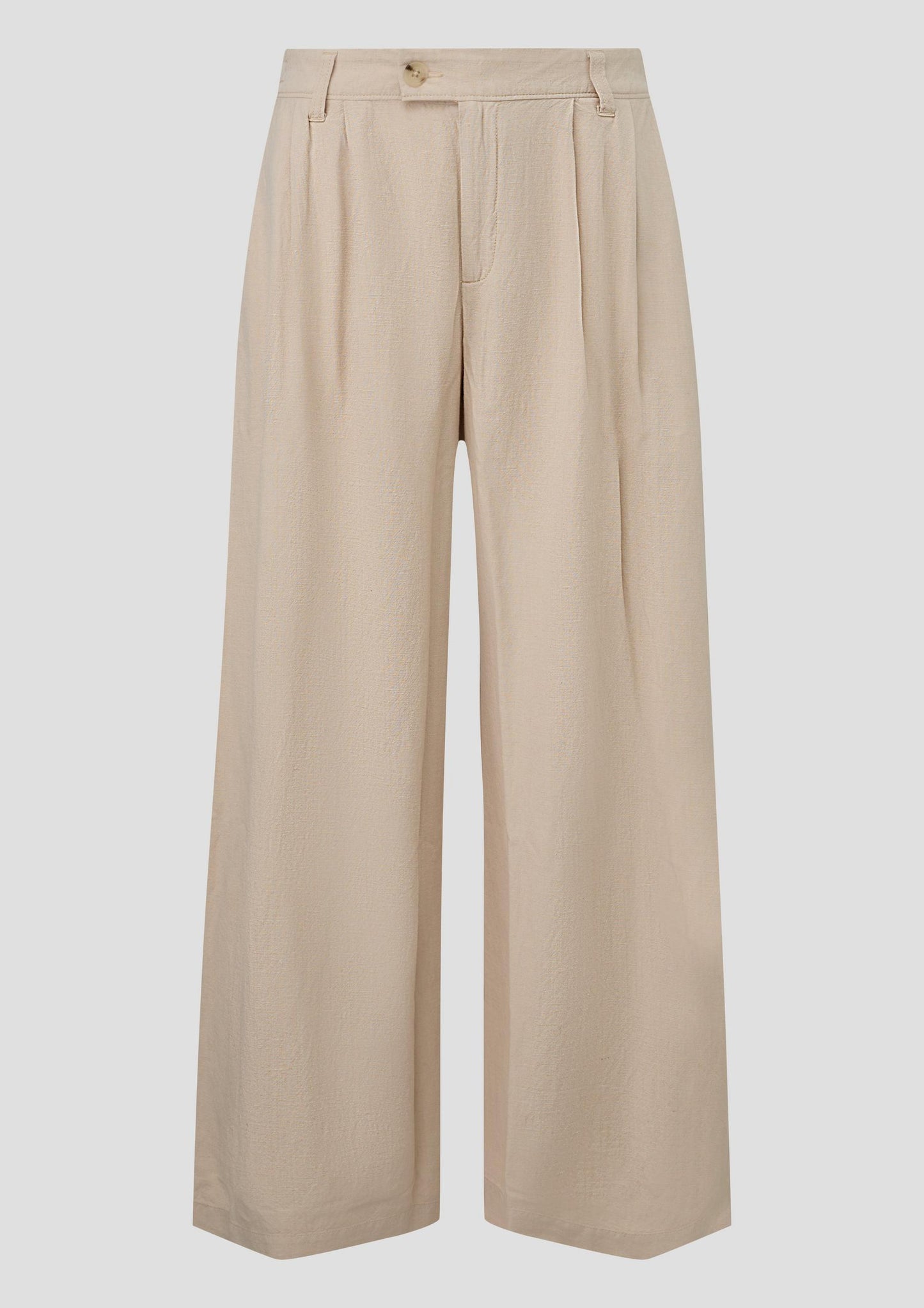 QS - Leinemix-Hose mit Bundfalten - Farbe: Helles Beige