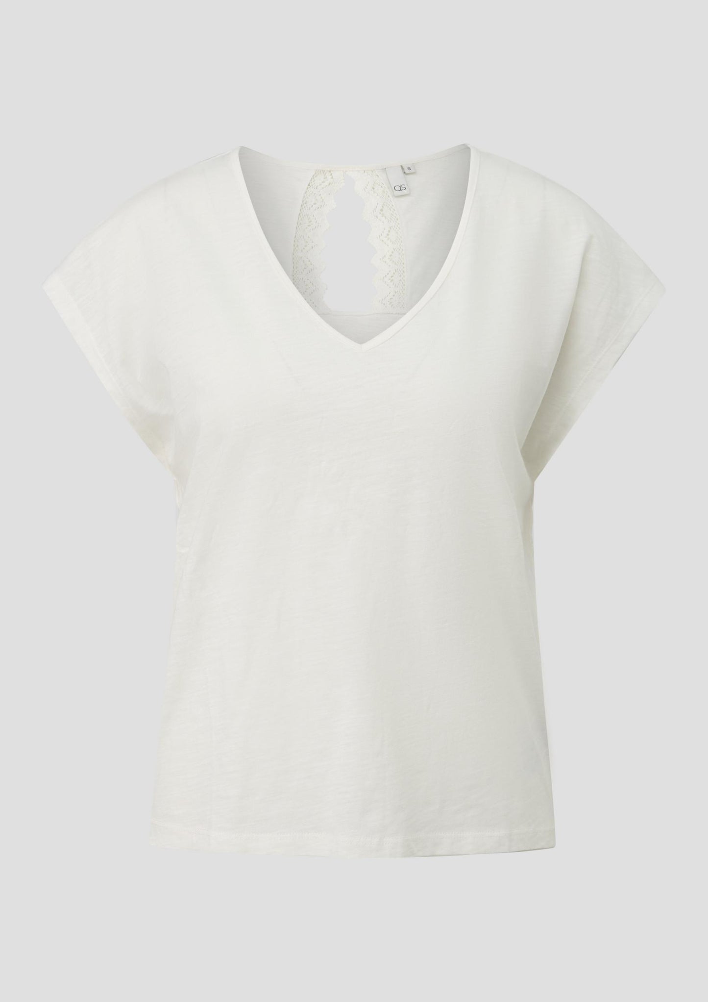 QS - T-Shirt mit Spitzendetail - Farbe: Creme