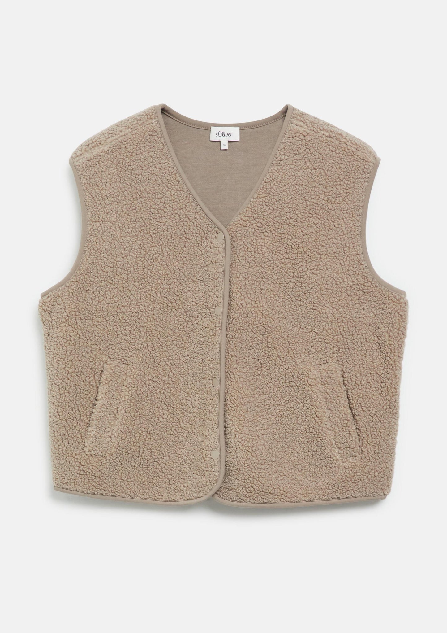 s.Oliver - Teddy-Weste im Relaxed Fit - Farbe: Sandfarben