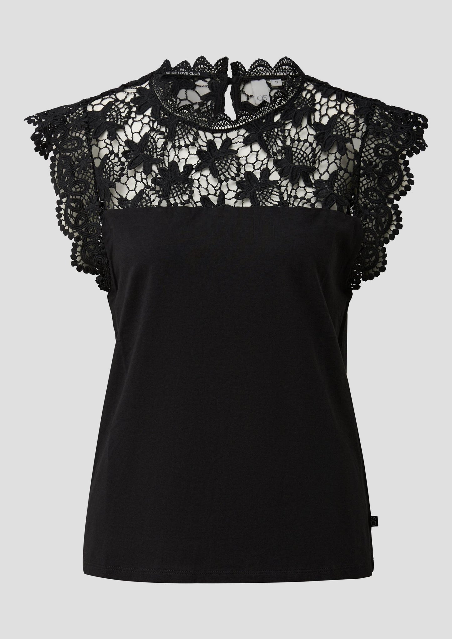 QS - Top mit Spitze - Farbe: Schwarz