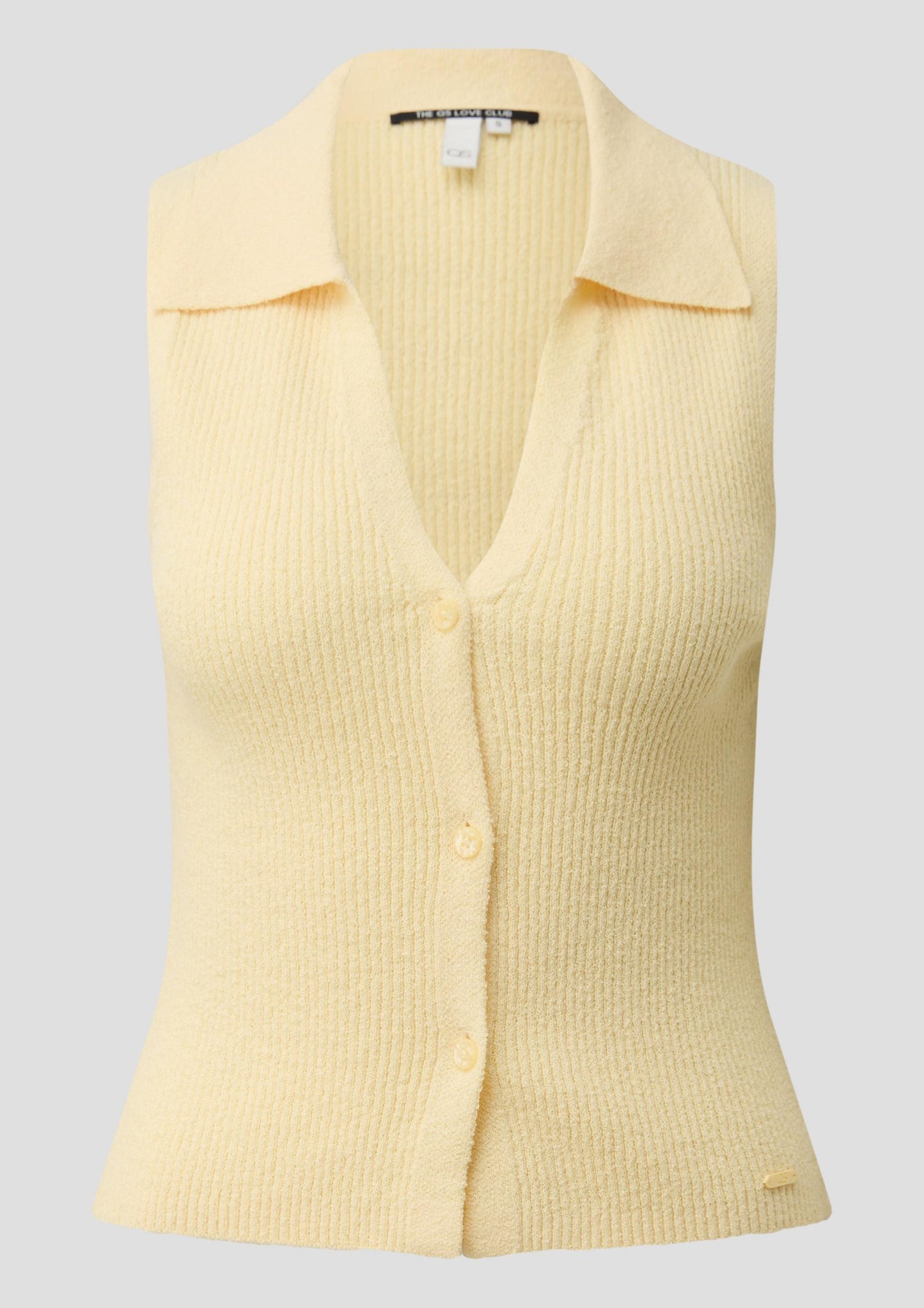 QS - Stricktop mit Polokragen - Farbe: Hellgelb