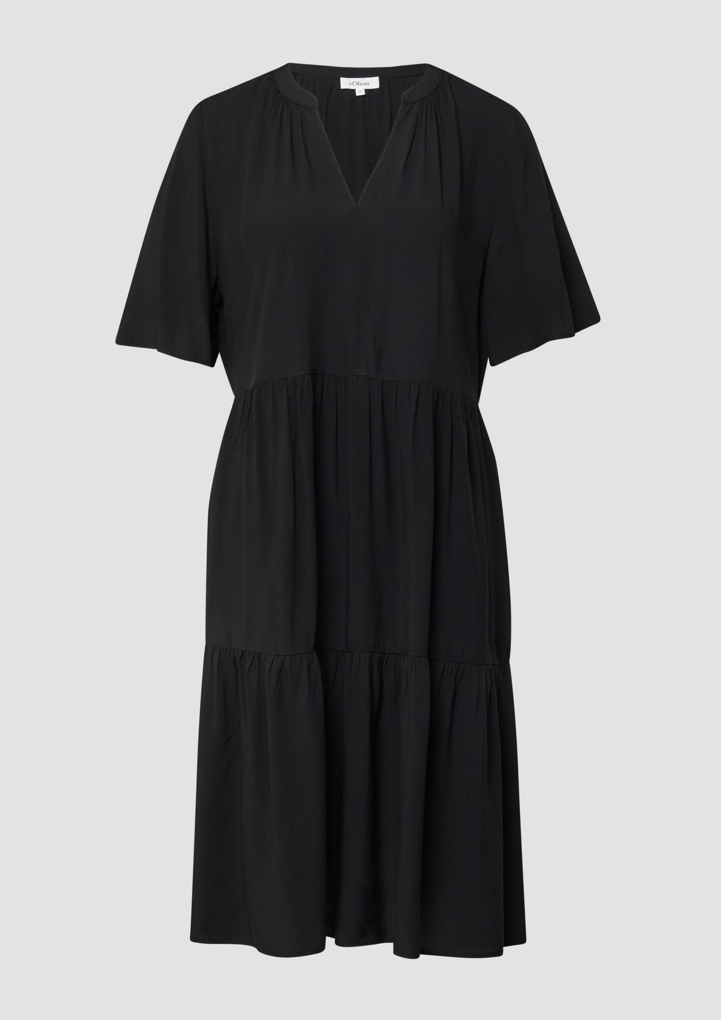 s.Oliver - Kurzes Viskose-Kleid mit Raffungen - Farbe: Schwarz