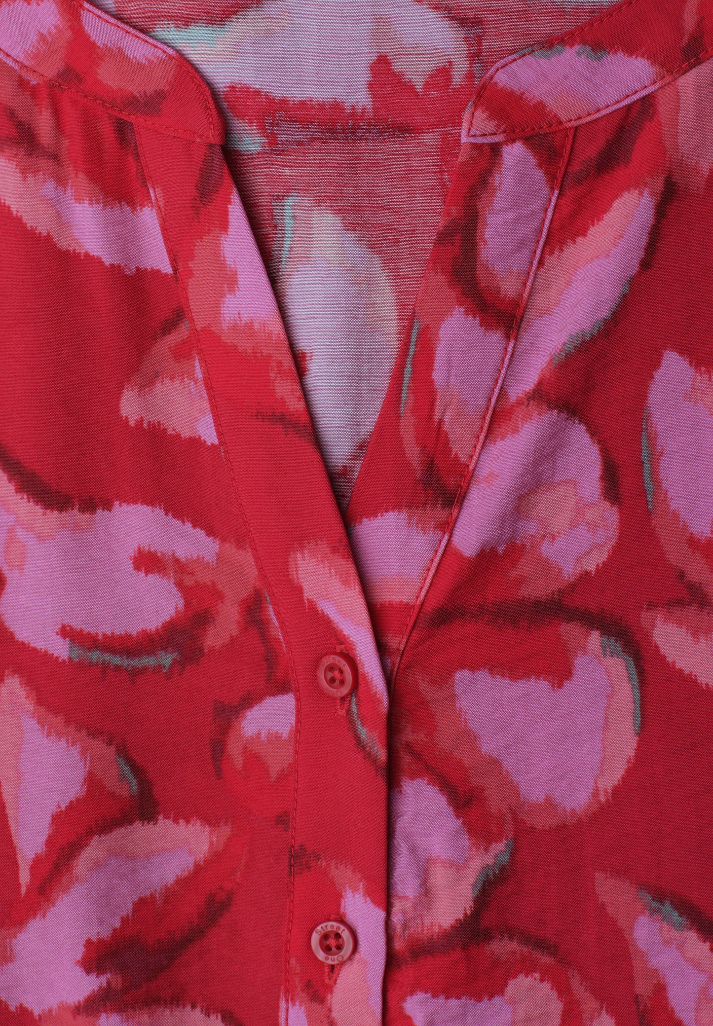 Street One - Midi-Kleid mit Split Neck und Print - Farbe: salsa red