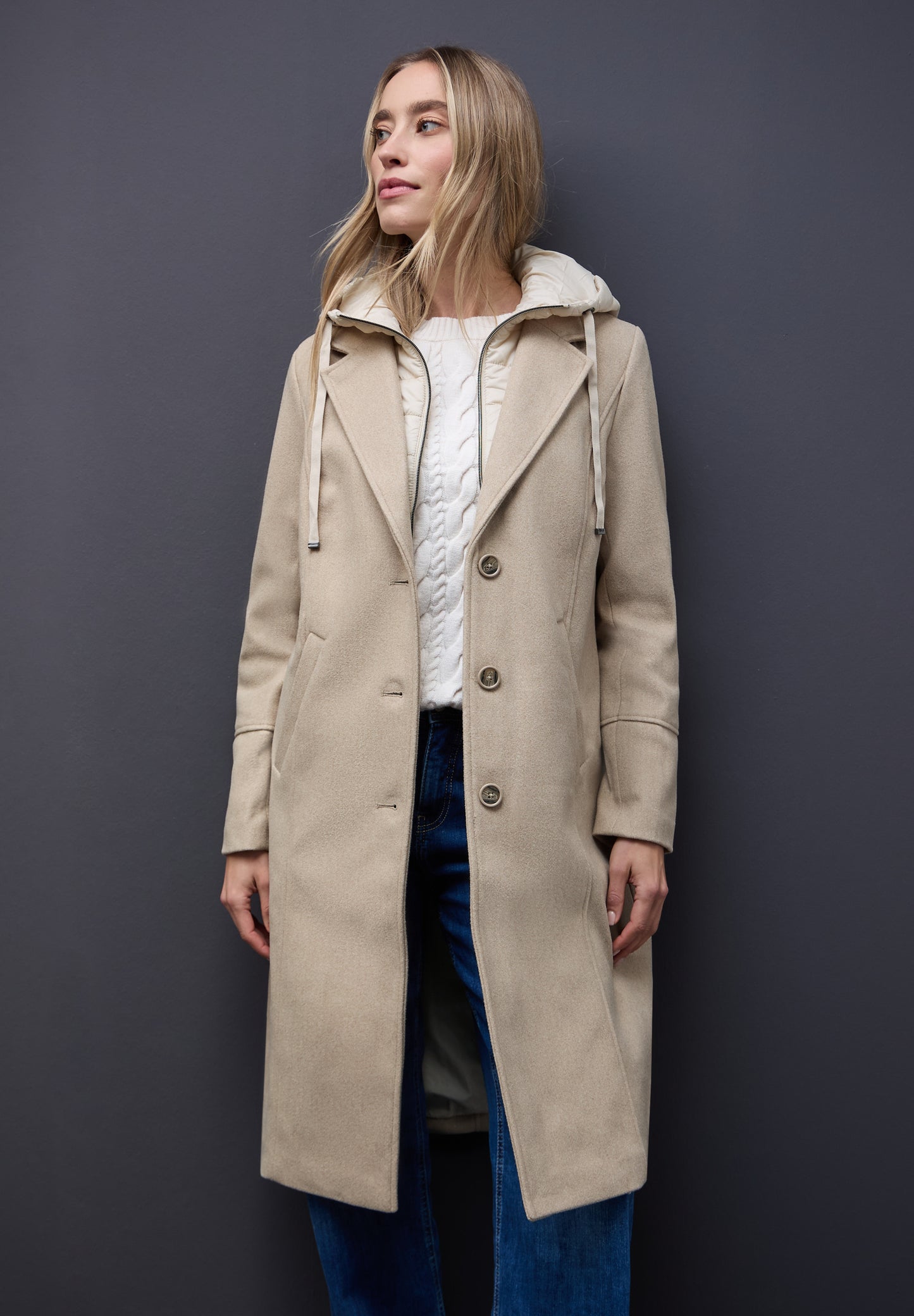Street One Reversmantel mit Inlay - Farbe: Soft Sand Mel.