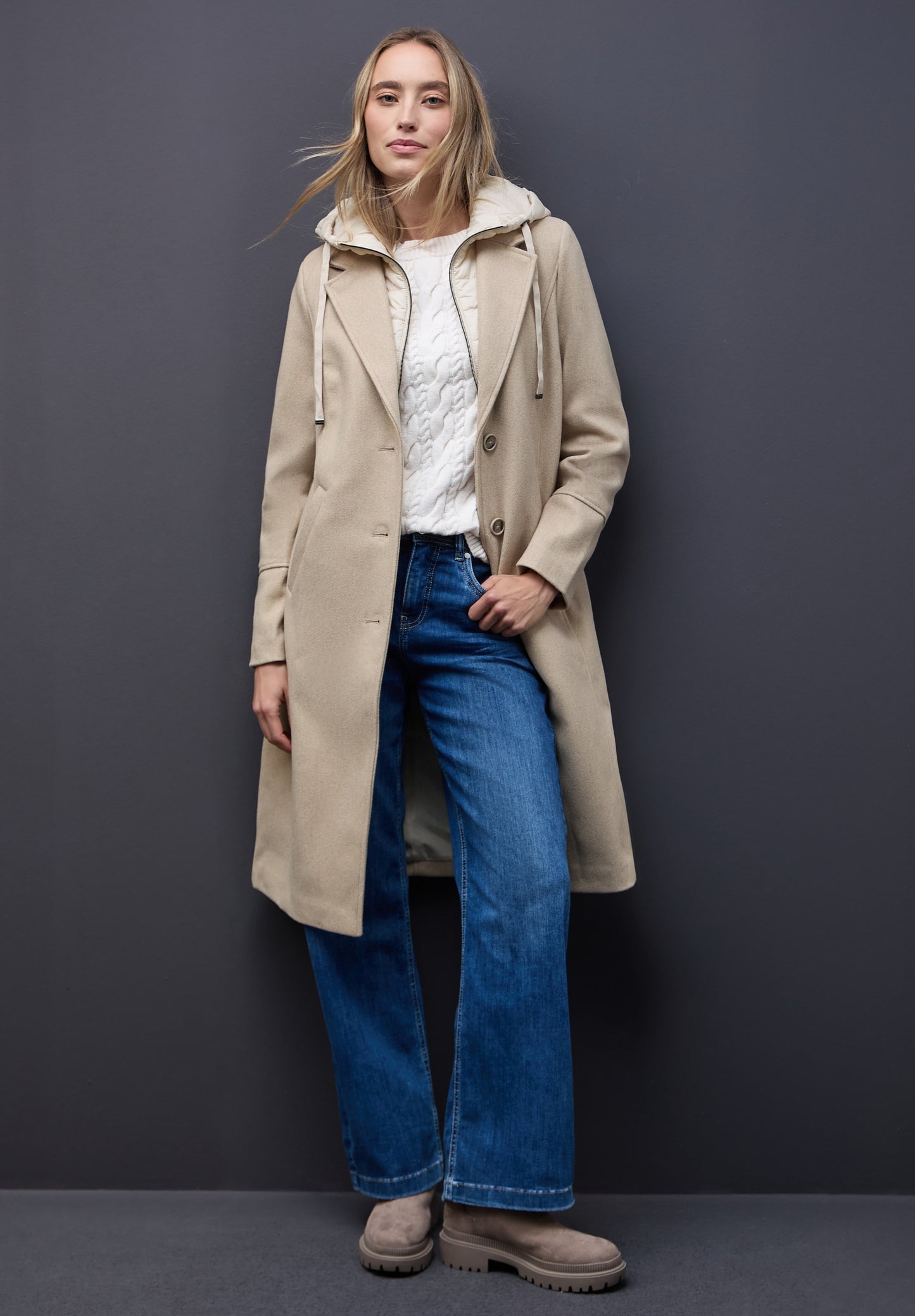 Street One Reversmantel mit Inlay - Farbe: Soft Sand Mel.