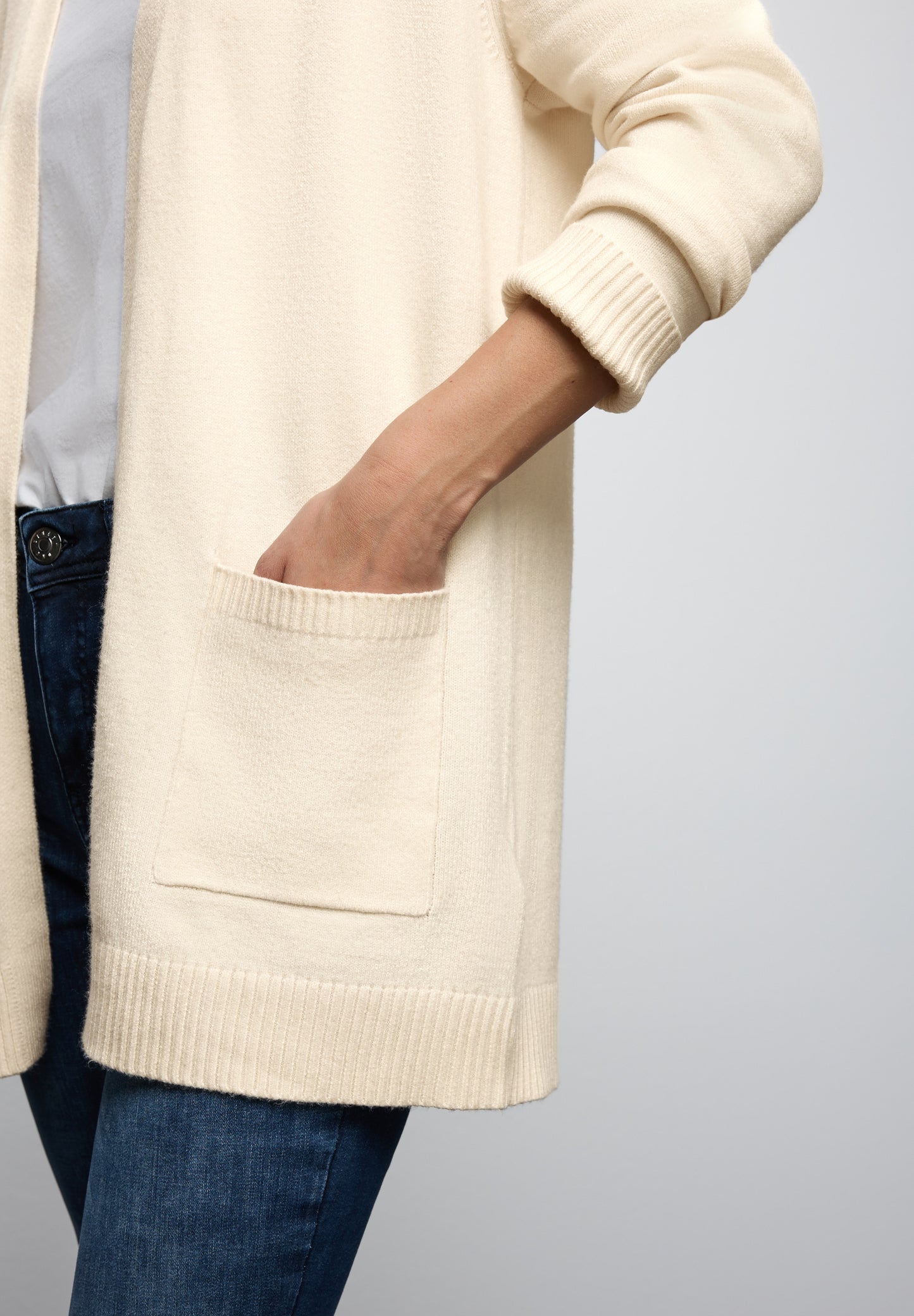 Street One Offener Cosy Cardigan - Farbe: soft beige