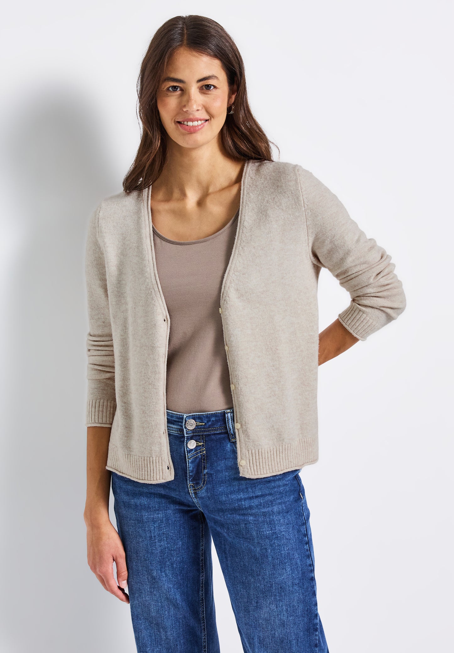 Street One Kurzer Cardigan - Farbe: tusk cream mel.