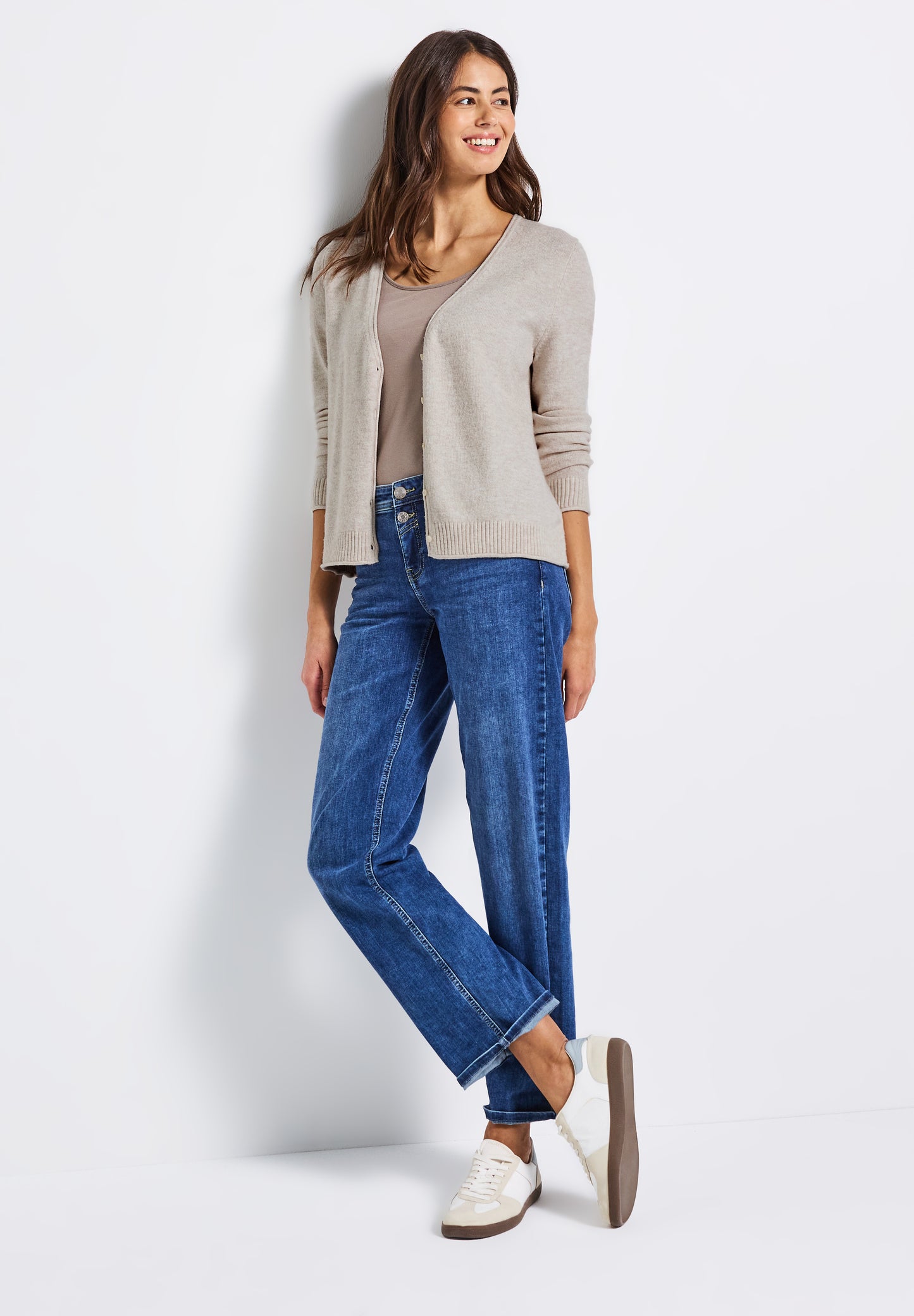Street One Kurzer Cardigan - Farbe: tusk cream mel.